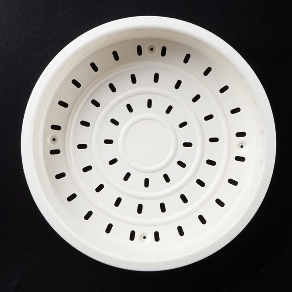 Premium 3L/4L/5L Food Grade Plastic Steamer Basket - Microwave & Rice Cooker Safe Vegetable Fruit Drainer - Durable Kitchen Cooking Tool (White) for Healthy Meal Prep & Party Serving