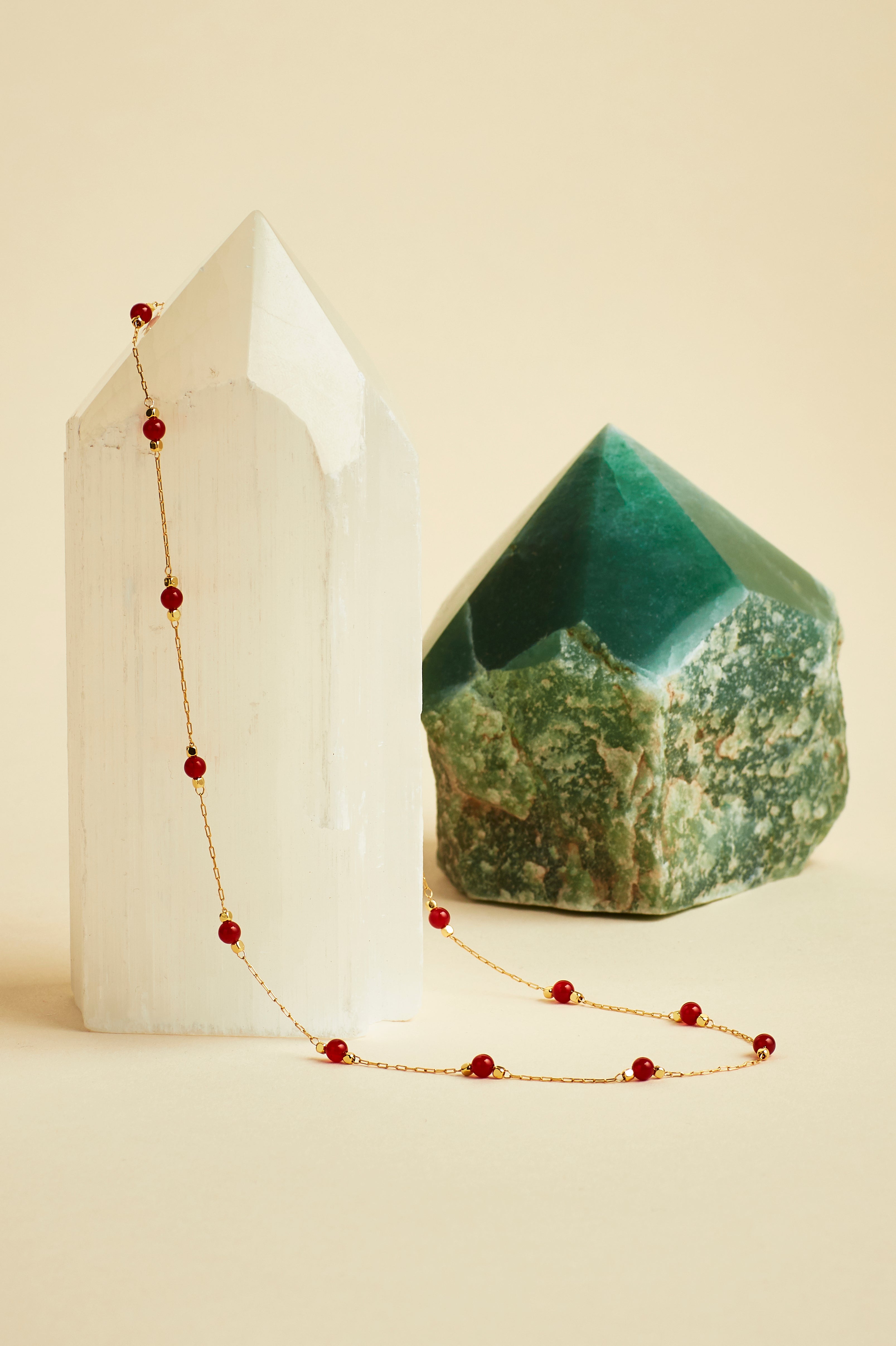 Healing Red Agate Gemstone Beaded Necklace for Women - Natural Stone Jewelry for Stress Relief & Positive Energy - Perfect for Meditation, Yoga & Spiritual Healing