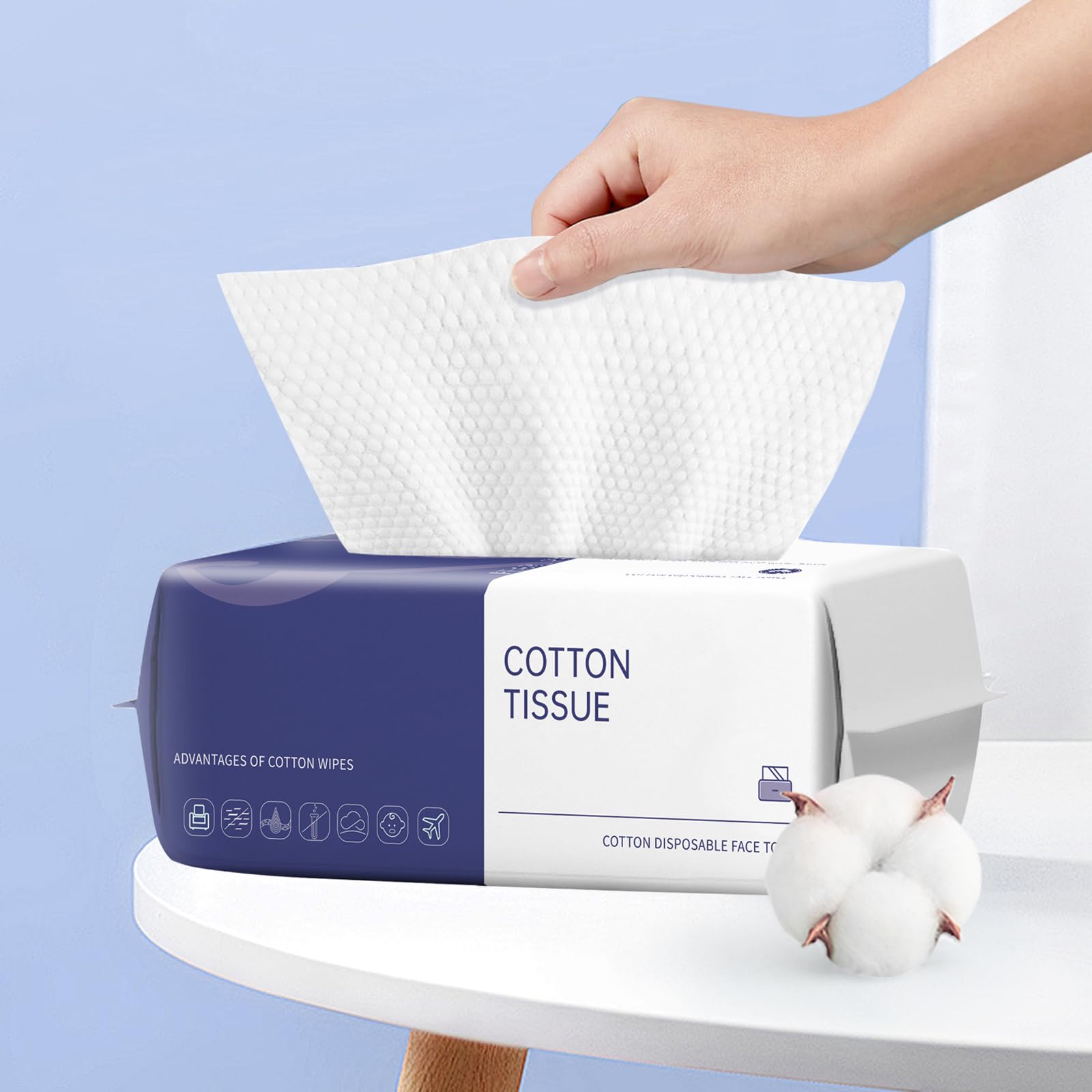 **Soft Disposable Cotton Face Towels - 100 Count, Gentle Facial Wipes for Cleansing, Skincare & Makeup Removal | Perfect for Travel, Gym & Daily Beauty Routine**