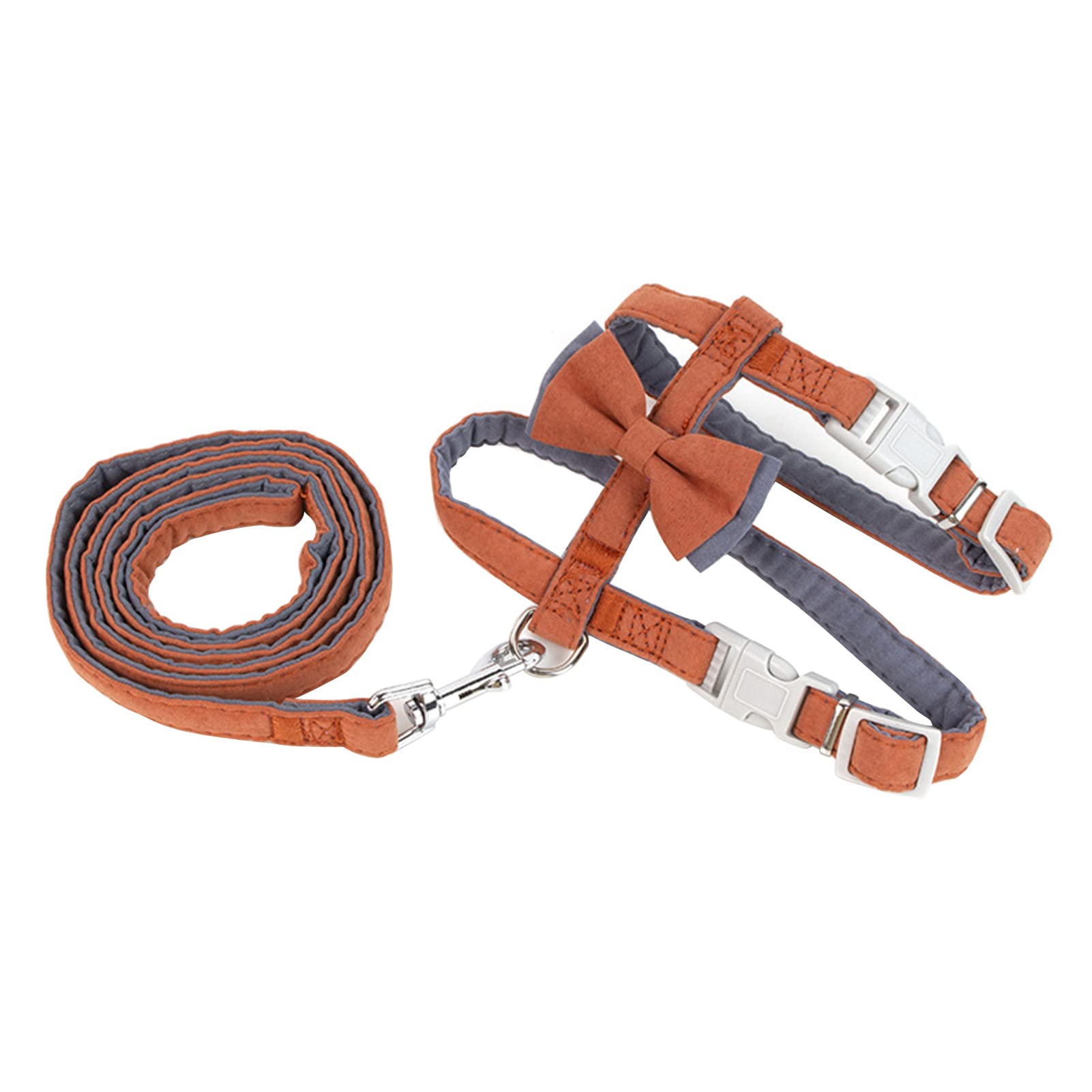 SONGBIRDTH 2Pcs Adjustable Dog Harness & Leash Set - Escape-Proof Pet Vest with Chest Strap for Walking, Training - Durable Reflective Pet Leash for Small to Medium Dogs & Cats (Orange) - Perfect for Outdoor Adventures, Park Walks & Pet Safety