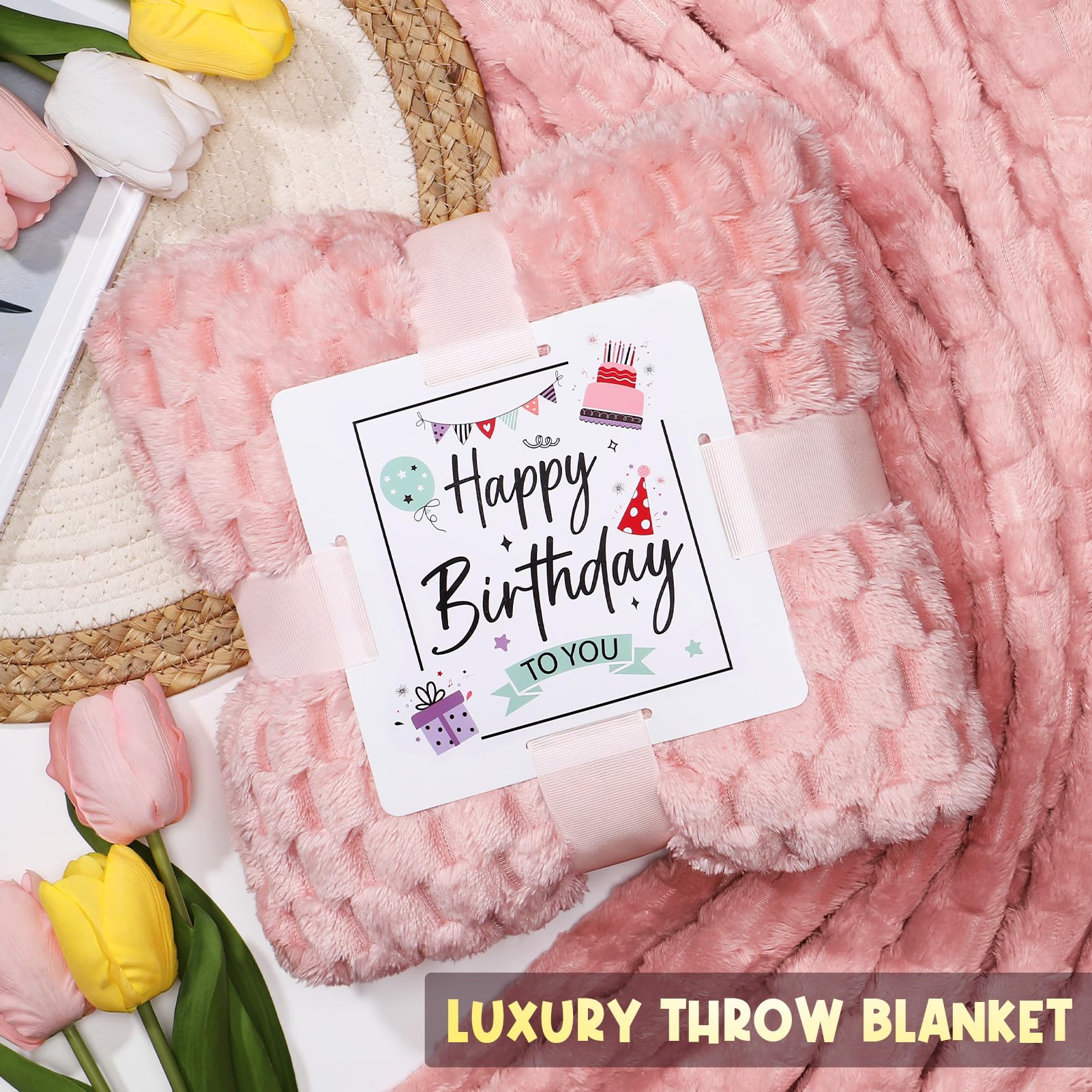 Unique Birthday Gifts for Women - Luxury Self Care Gift Box with Rose & Cozy Blanket | Spa Relaxation Gifts for Mom, Wife, Sister, Best Friend & Coworker | Perfect Friendship Gift Basket for Birthdays, Anniversaries & Special Occasions