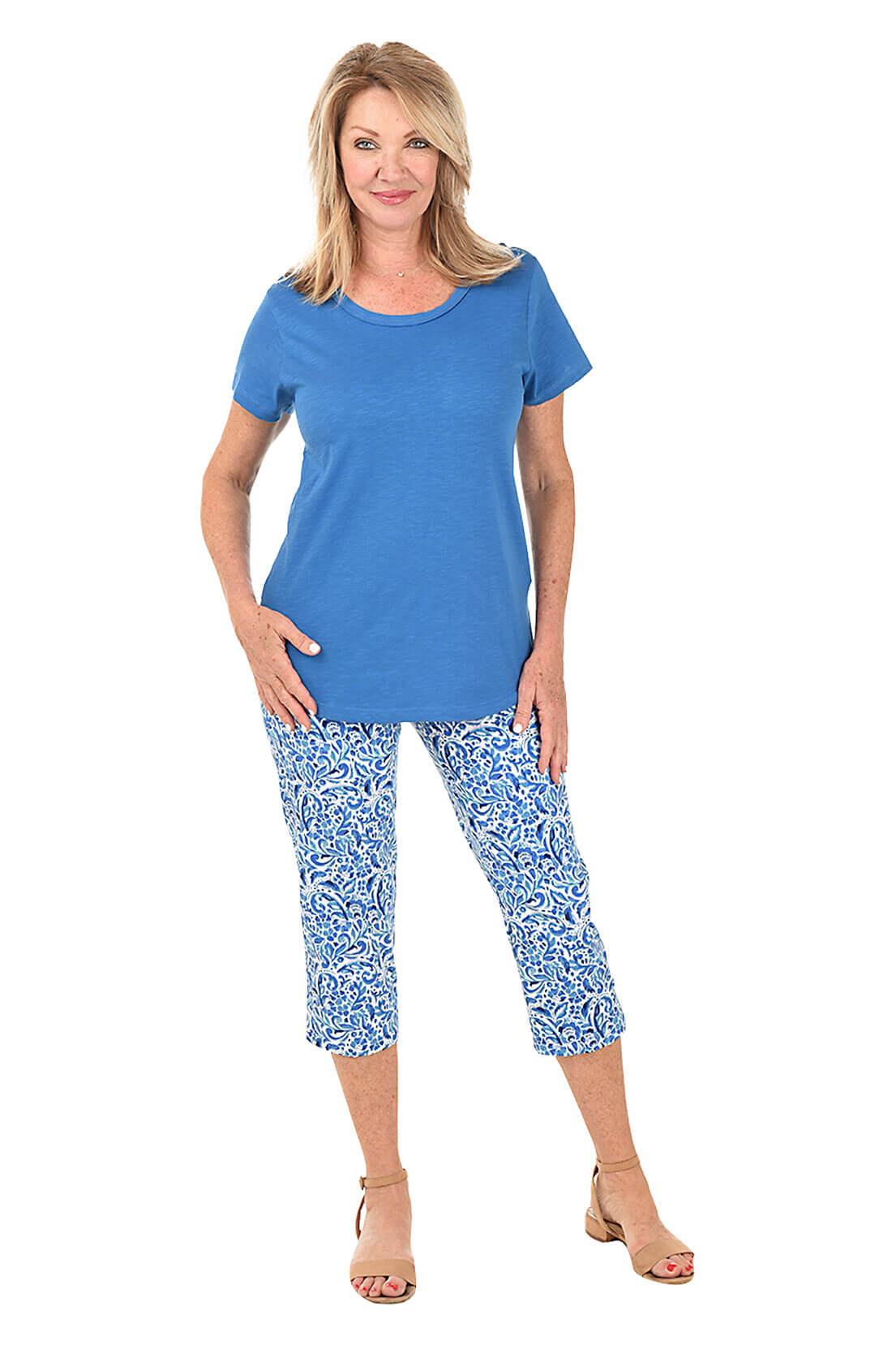 Floral Print High Waisted Yoga Pants for Women - Stretchy Pull On Crop Leggings - Comfortable Workout Pants for Yoga, Gym & Lounge Wear