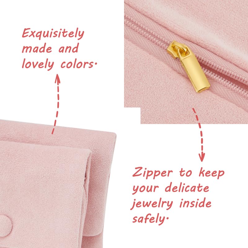 2-Pack Small Velvet Jewelry Pouches with Zipper - 4