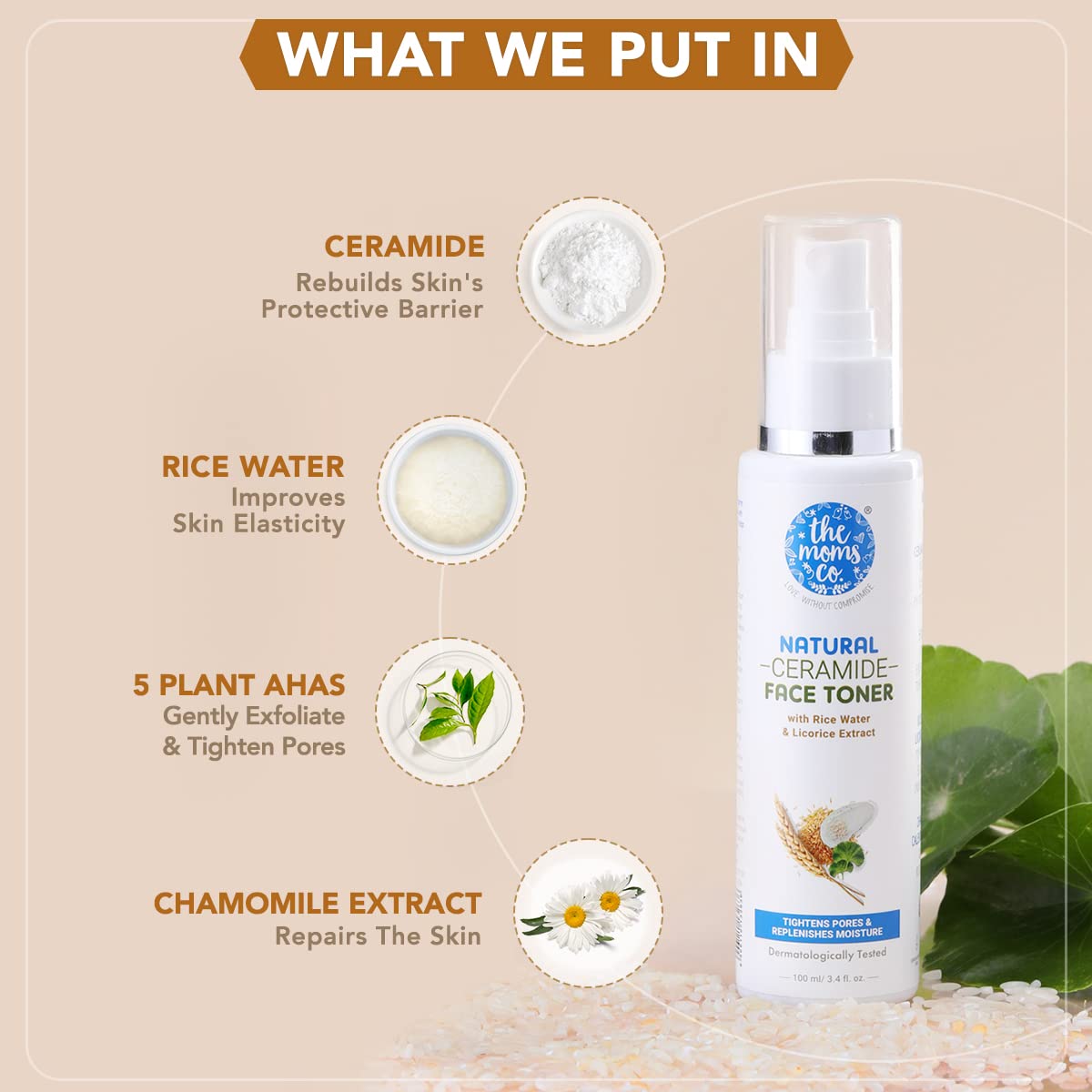 The Moms Co Natural Ceramide Face Toner 100ml & Natural Vitamin C Face Wash 80ml - Hydrating Skincare Set for Glowing Skin | Daily Cleansing & Moisturizing Routine | Perfect for Sensitive & Dry Skin Types