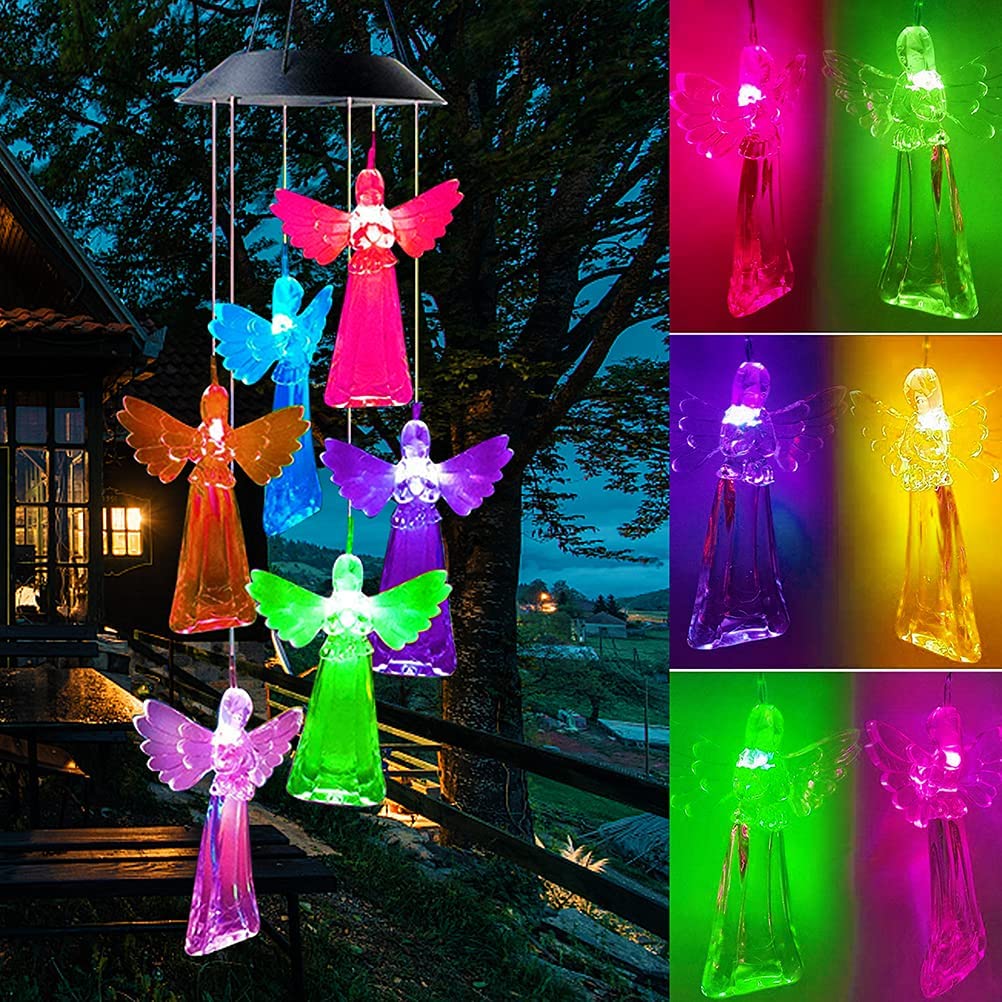 Solar-Powered LED Color Changing Wind Chimes - Outdoor/Indoor Hanging Decor for Garden, Patio, Yard - Perfect Gift for Women, Mothers, Wives & Girlfriends (Birthday, Valentine's Day) - Creates Soothing Ambiance for Relaxation & Meditation