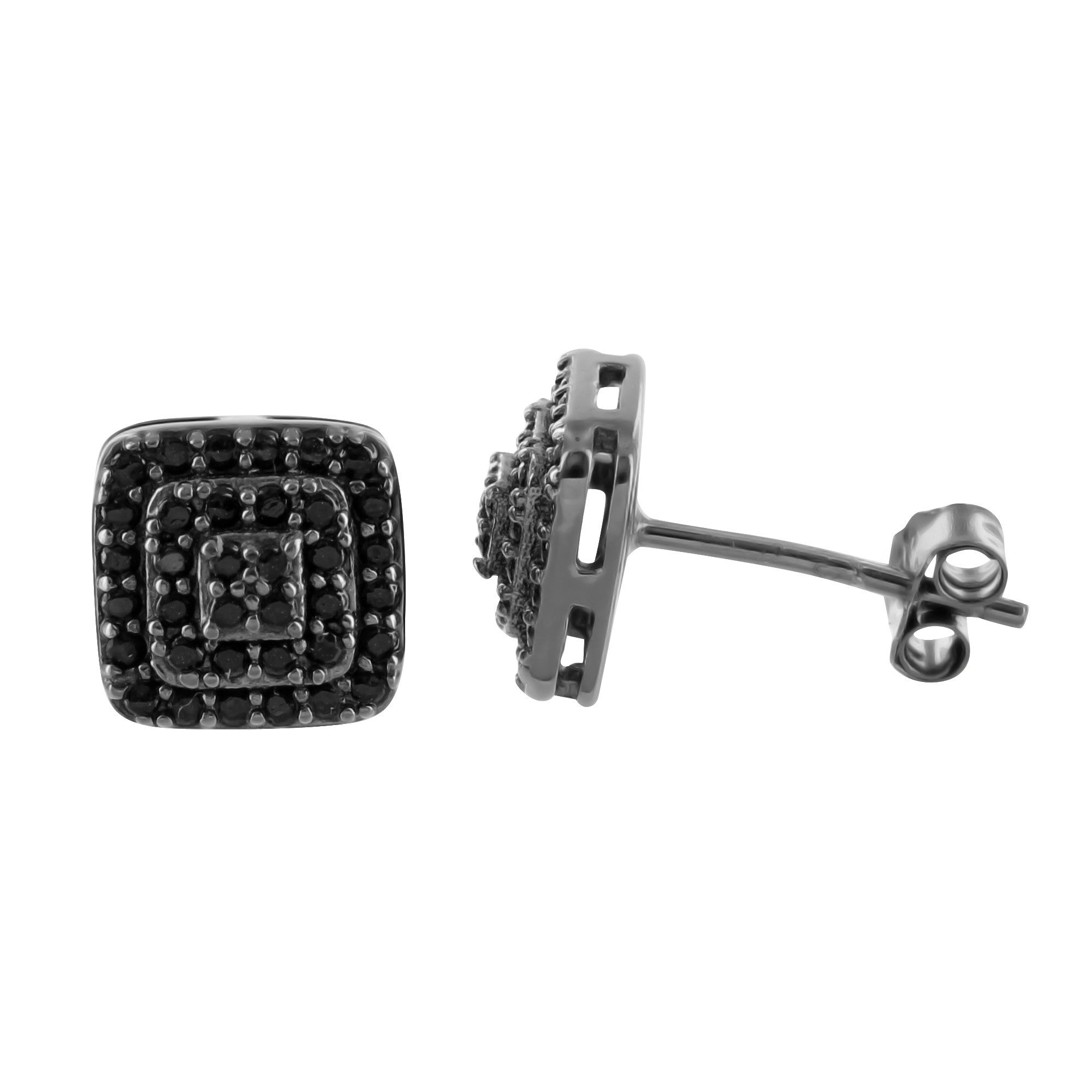 Lab-Created Black Diamond Sterling Silver Square Stud Earrings for Women – Perfect for Weddings, Parties & Everyday Elegance