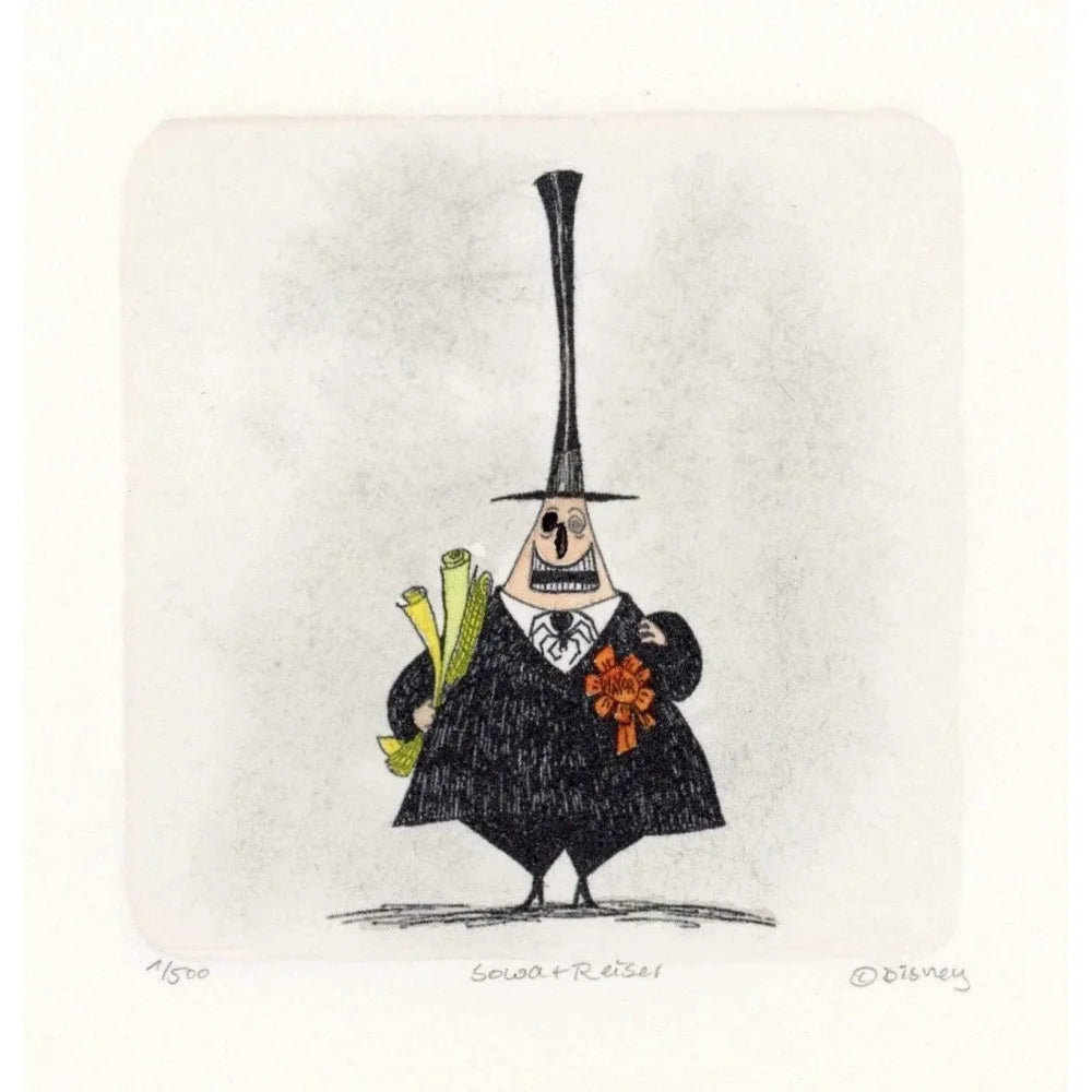 Mayor Nightmare Before Christmas Sowa & Reiser #D/500 Hand Painted Etching Art - Limited Edition Collectible for Disney Fans, Halloween Decor, and Movie Memorabilia Display