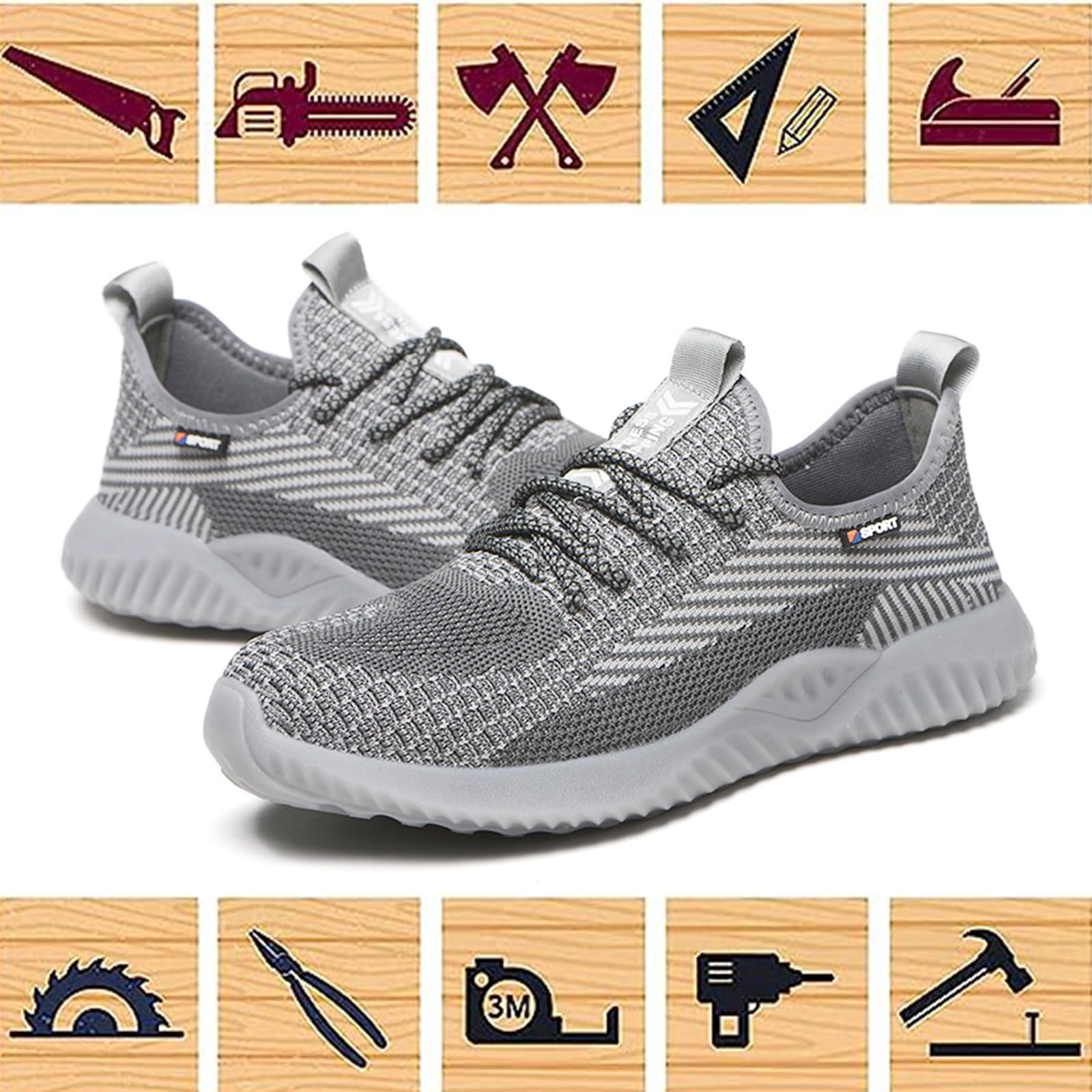 Drecage Steel Toe Safety Shoes for Men & Women - Industrial Work Boots, Construction Sneakers with Puncture Proof & Lightweight Design - Perfect for Warehouse, Factory, and Outdoor Job Sites