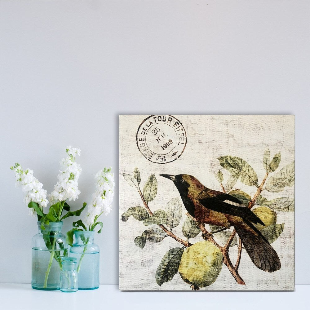 Bird in the Tree Wall Art Plaque - Handcrafted Green Nature Decor for Living Room, Bedroom & Office