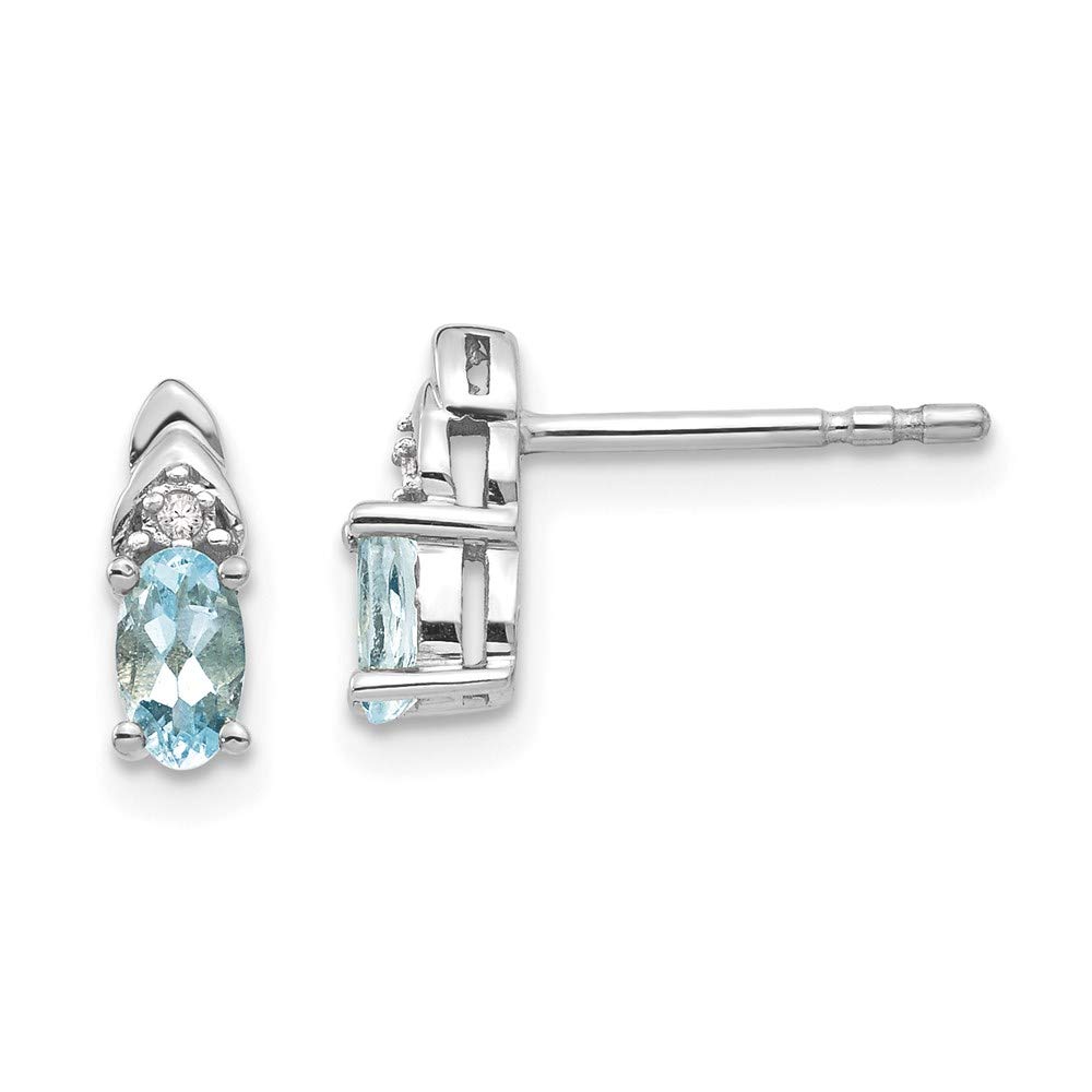 14K White Gold Aquamarine and Diamond Stud Earrings for Women - Elegant Fine Jewelry Gift for Her - Perfect for Weddings, Anniversaries & Special Occasions