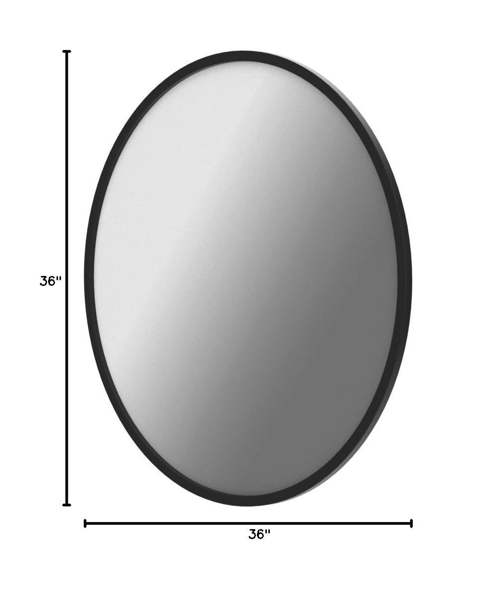 Better Bevel 36” x 36” Black Rubber Framed Round Mirror - Shatterproof Bathroom Wall Mirror for Vanity, Bedroom, and Entryway Decor