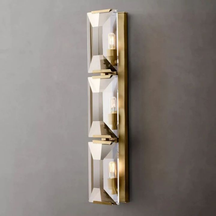 Aubrey Crystal Triple Wall Sconce - Elegant Lighting Fixture for Bedroom, Living Room & Hallway Decor | Modern Home Interior Design Lighting Solution