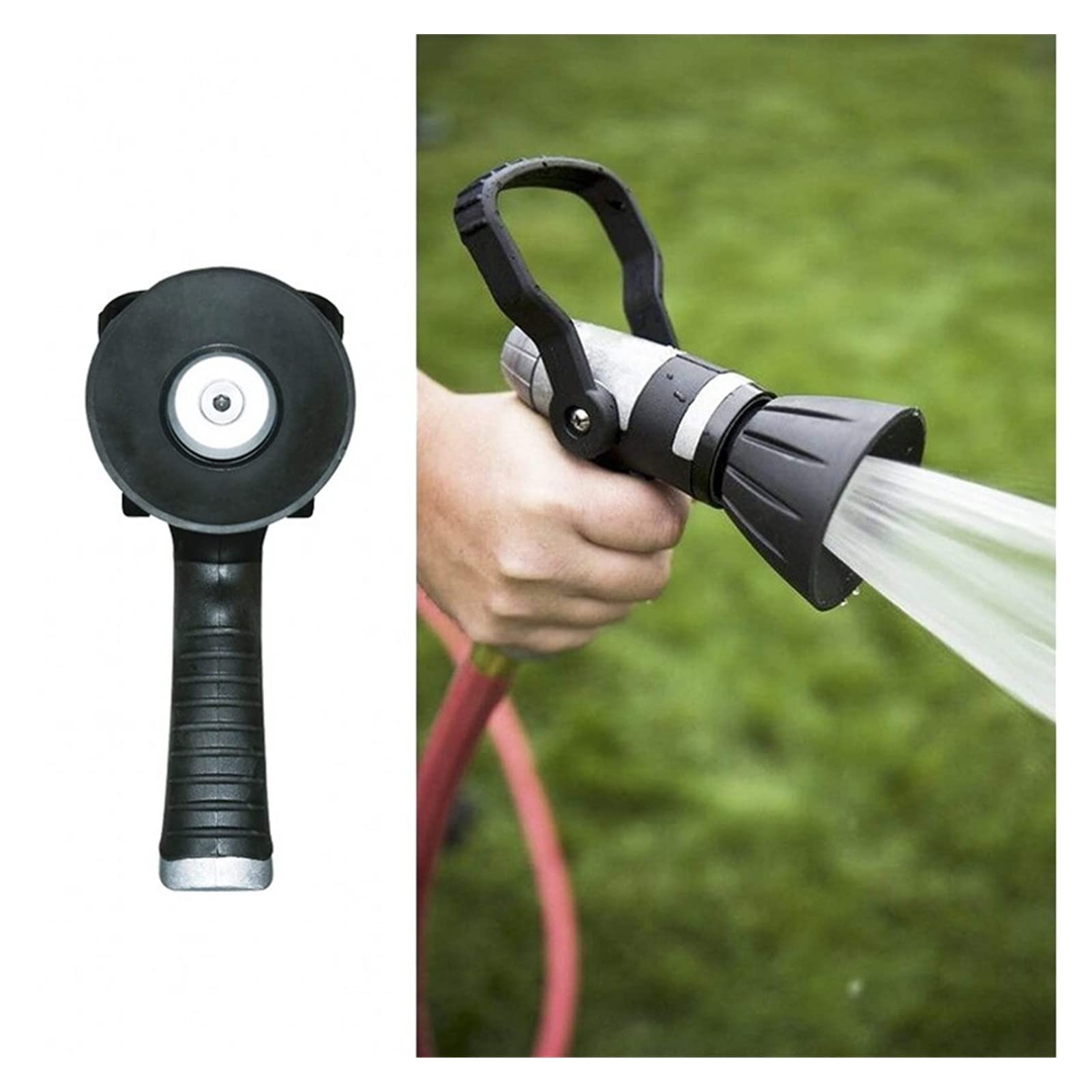 High Pressure Metal Garden Water Spray Gun - Fireman Style Sprinkler Hose Nozzle for Lawn, Garden Irrigation & Car Washing - Durable Black Outdoor Watering Tool (Perfect for Gardening, Lawn Care, Plant Watering, Vehicle Cleaning & Outdoor Cleaning Tasks)