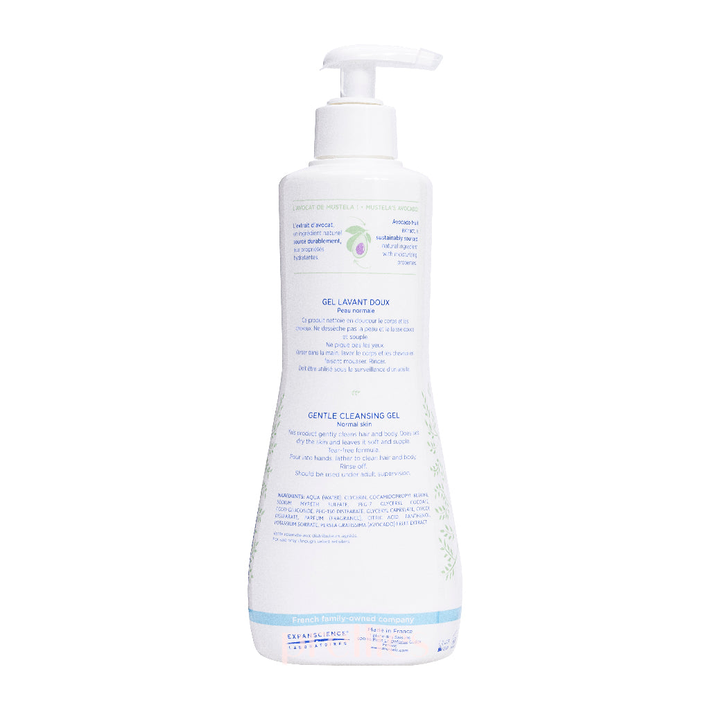 Mustela Gentle Cleansing Gel for Babies - 500ml Hair & Body Wash - Fragrance-Free & Hypoallergenic - Newborn to Toddler - Bathtime & Sensitive Skin Care (036201)