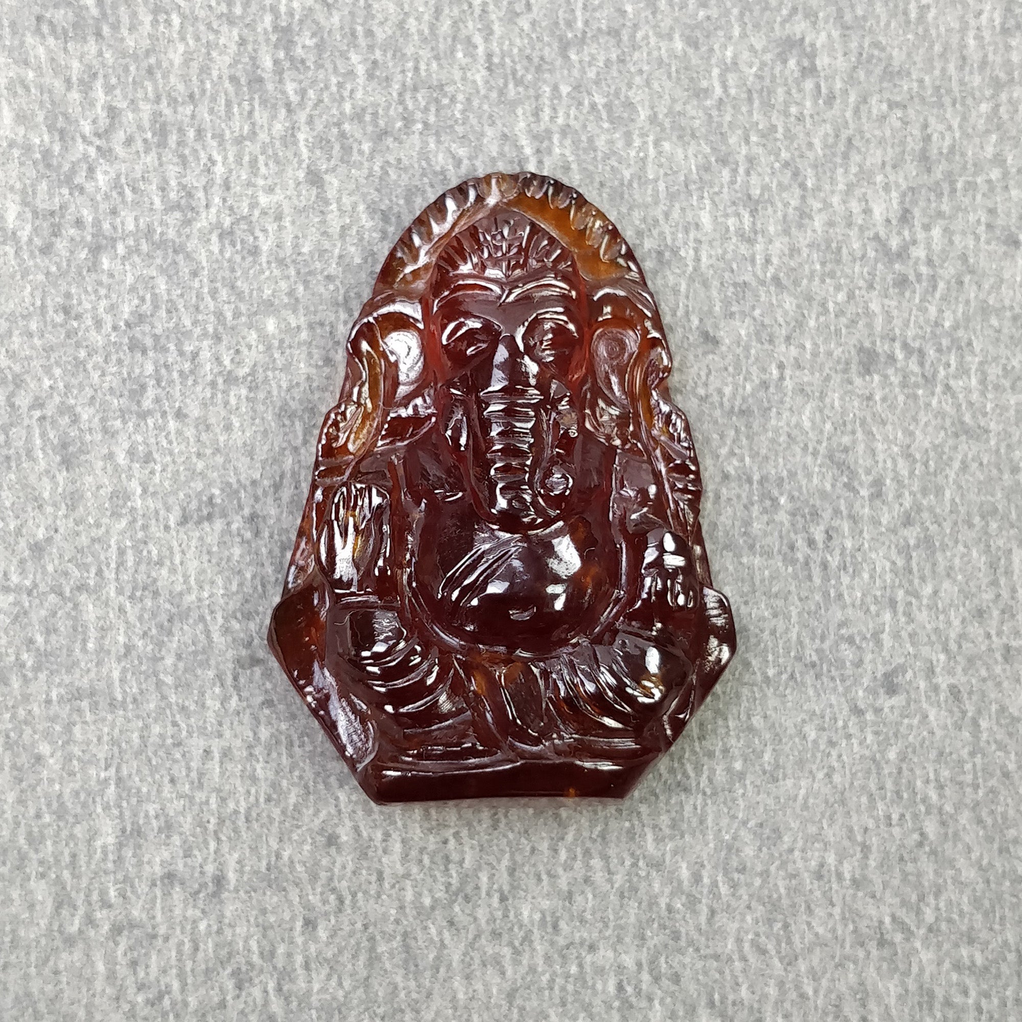 Natural Hessonite Garnet Gemstone Carving - 26.00cts Untreated Hand Carved Lord Ganesha Statue 25x18mm | Spiritual Gift, Meditation Altar Decor, Yoga Room Centerpiece (Includes Video)