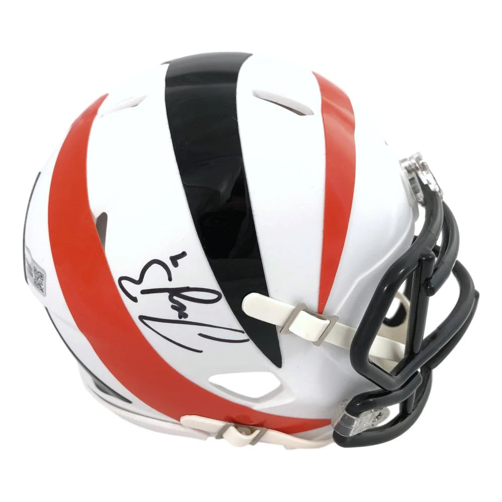 Joe Burrow Autographed Cincinnati Bengals Mini Alternate White Helmet - Limited Edition Collectible for NFL Fans, Sports Memorabilia, Home & Office Display, Game Room Decor