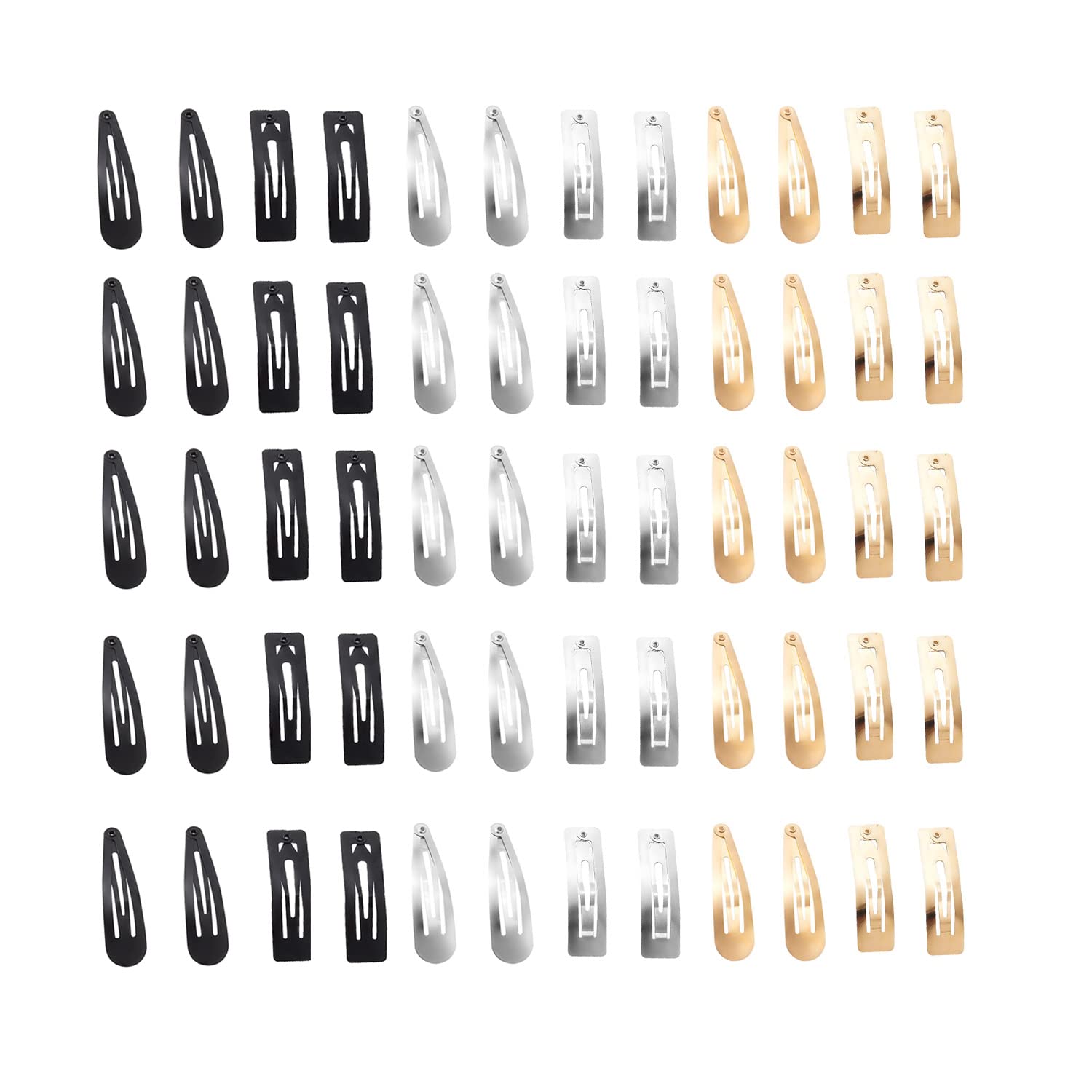 60 Packs Snap Hair Clips - 2 Inch Non-Slip Metal Hair Barrettes for Women & Girls (Gold, Black, Silver) | Perfect for School, Work, and Everyday Hairstyles