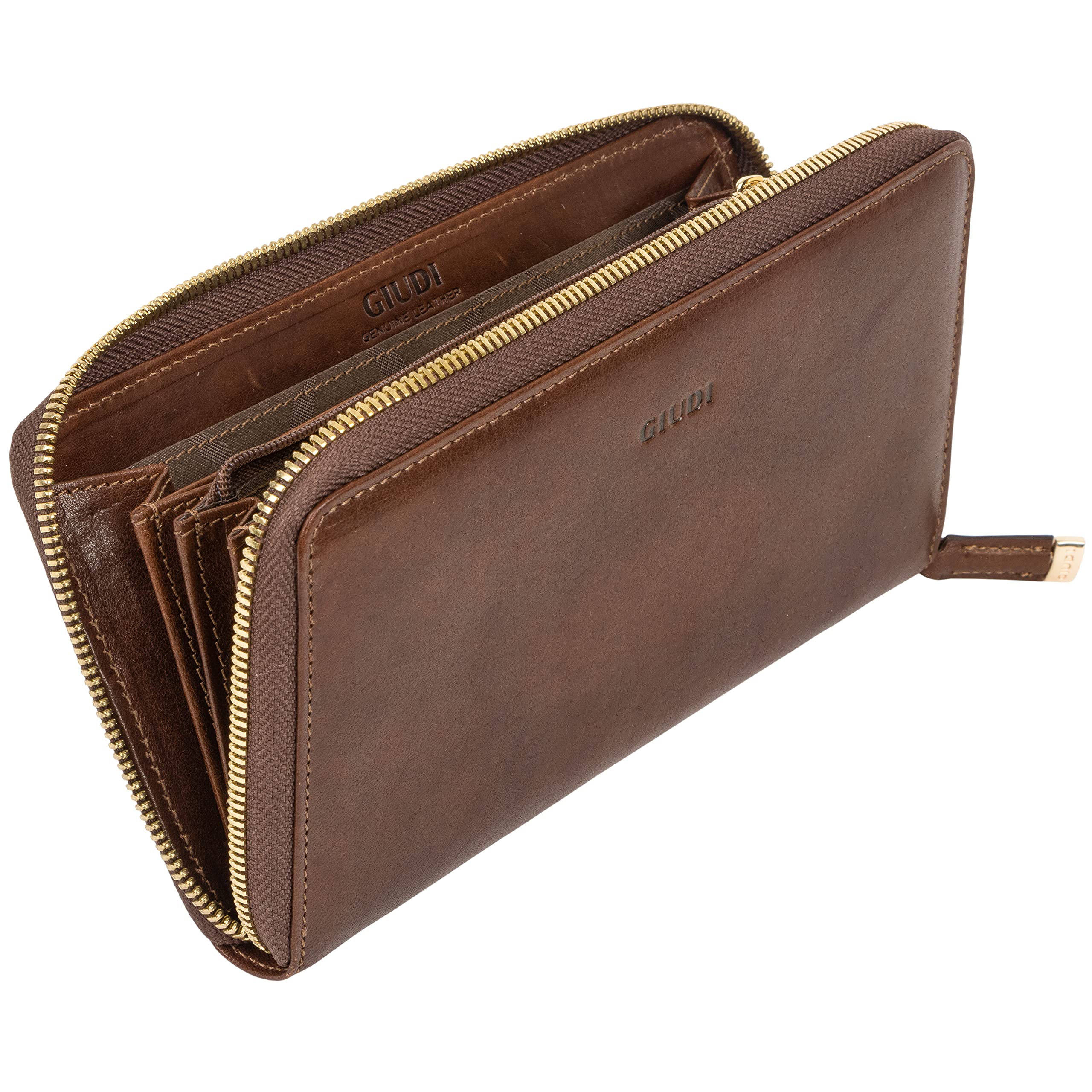 Giudi Elegant Women's Wallet - Italian Genuine Leather Large Capacity Ladies Purse - Slim Card Organizer with Zipper Closure - Perfect for Everyday Use, Travel & Gift Giving