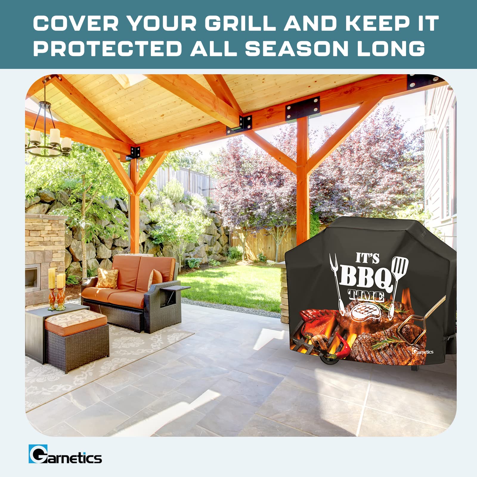 **58 Inch Waterproof Heavy Duty Universal BBQ Grill Cover for Outdoor Gas Grills - Durable & Weatherproof Protection for Small to Large Grills - Perfect for Backyard, Patio, and Camping Use**