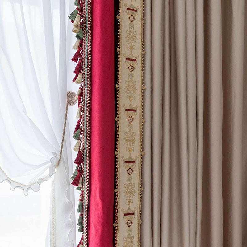 Ethan European Style Luxury Satin Curtains - Soft Beige & Blush Pink Window Drapes for Living Room & Bedroom Elegant Decor