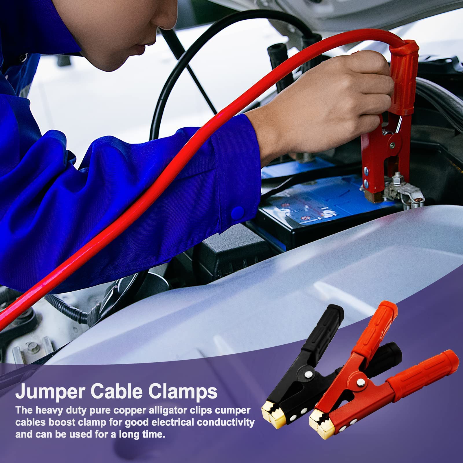 Heavy Duty Copper Jumper Cable Clamps for Car & Boat - 2PCS