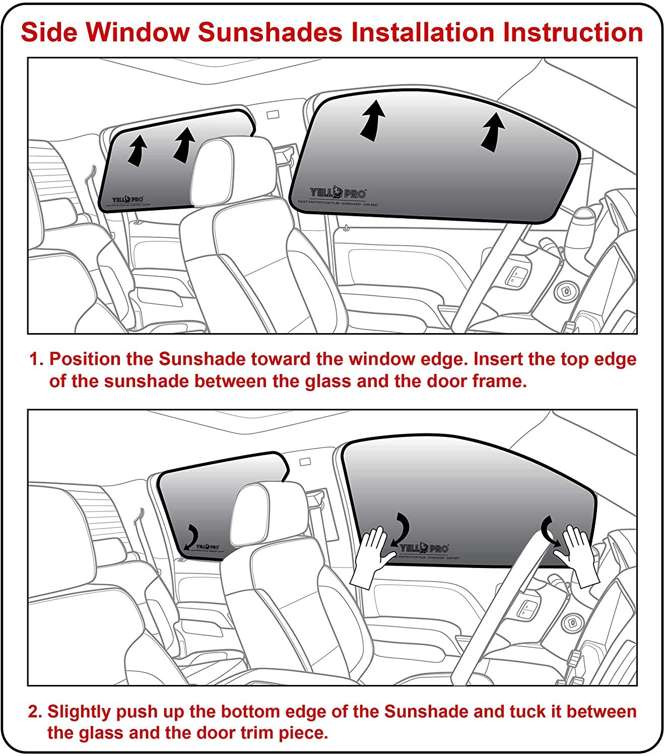 YelloPro Custom Fit Side Window Sunshade for 2013-2017 Honda Accord Coupe (LX-S/EX/EX-L/EX-L V6) - UV Protection Car Accessories Set of 2 | Perfect for Summer Driving & Parking Sun Protection (Made in USA)