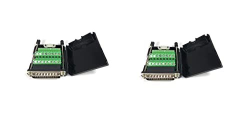 DB25 Solderless Breakout Terminal Block Connector Kit - 2PCS Male DB25 Connectors for DIY Electronics, Prototyping, and Industrial Applications - Perfect for CNC, 3D Printers, and Test Equipment