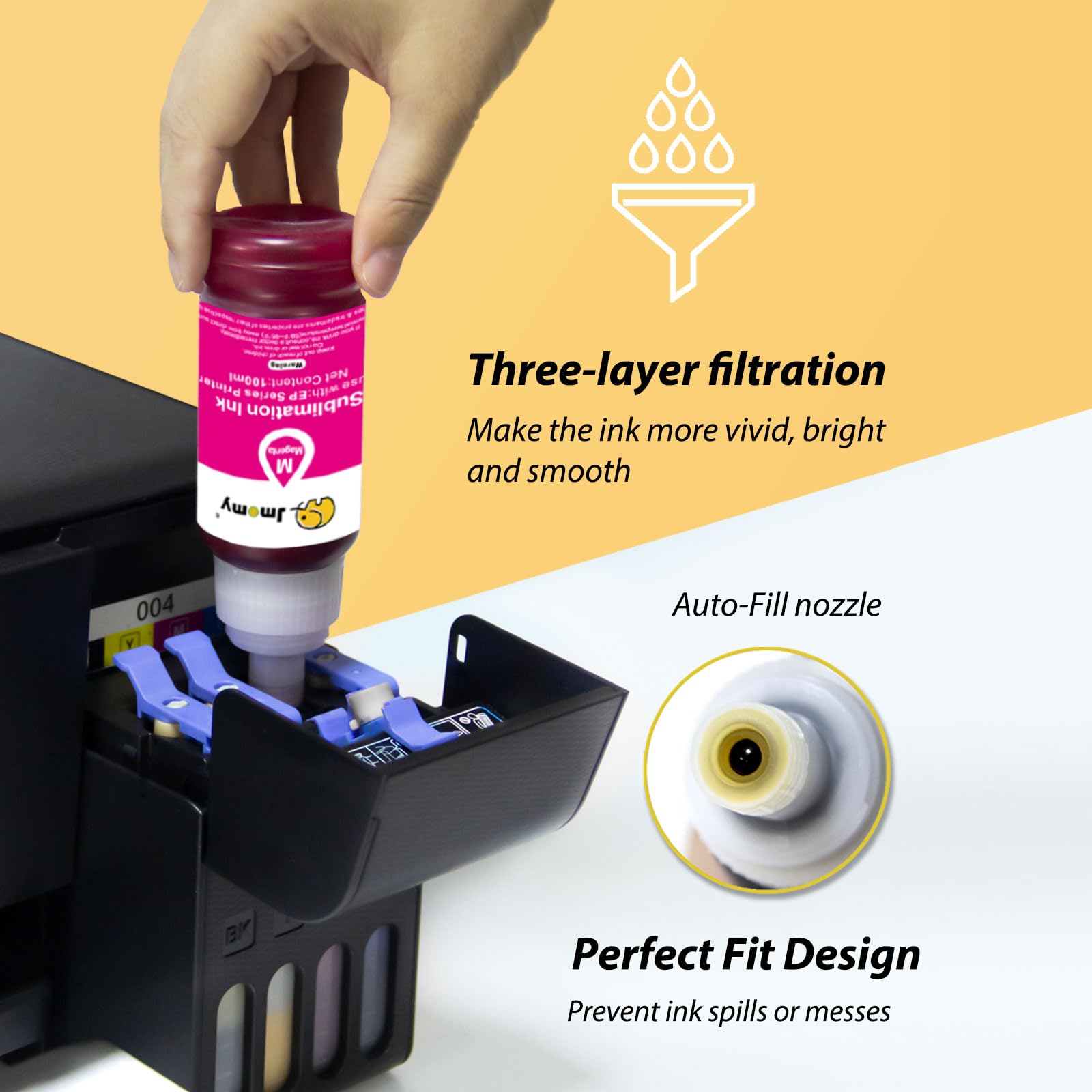 Sublimation Ink for Epson Printers - Syringe-Free Autofill, Anti-UV