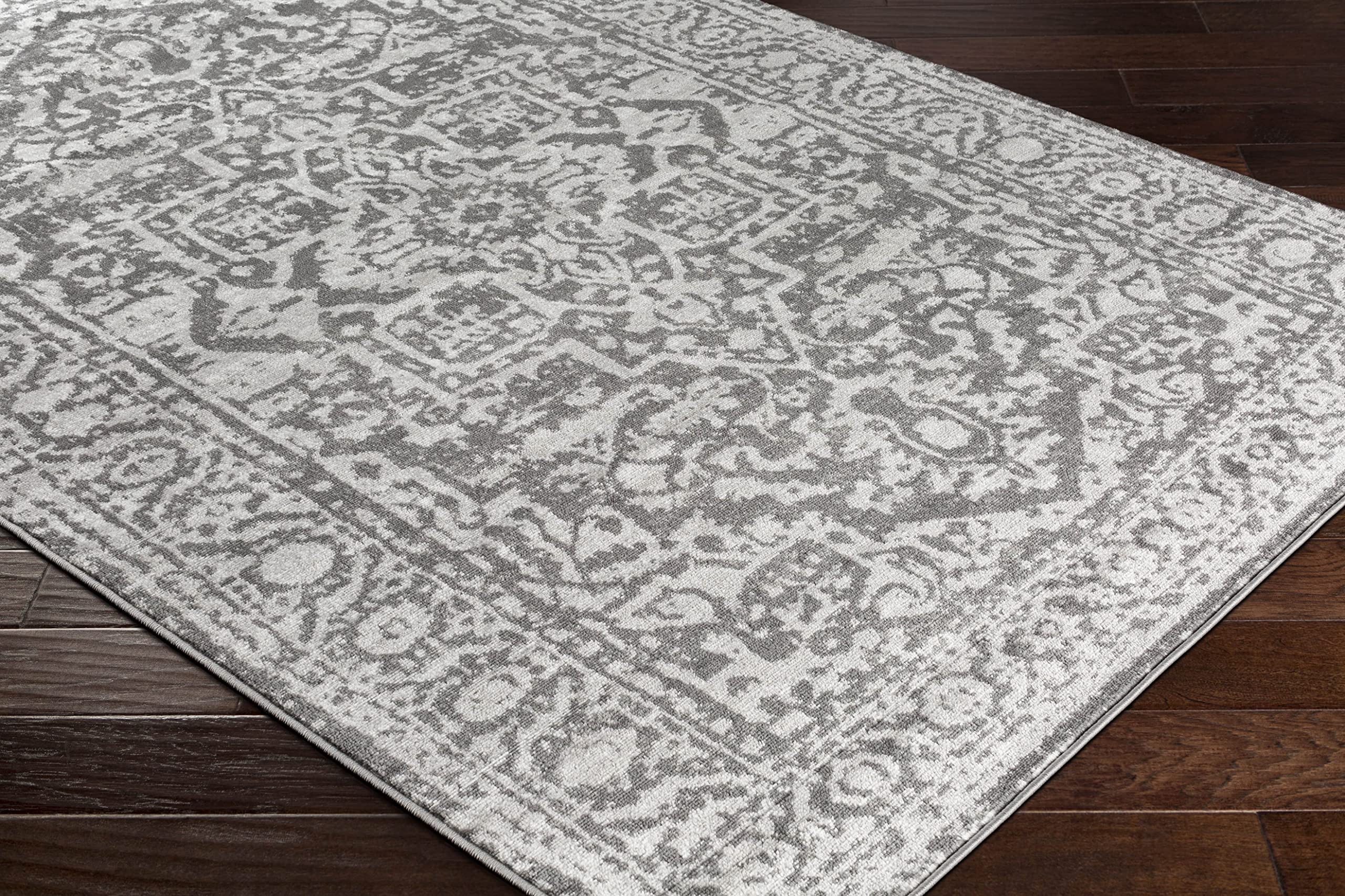 Mark&Day Emma Traditional 4x6 Charcoal Area Rug - Soft & Durable Carpet for Living Room, Bedroom, Kitchen in White Beige Black (3'11