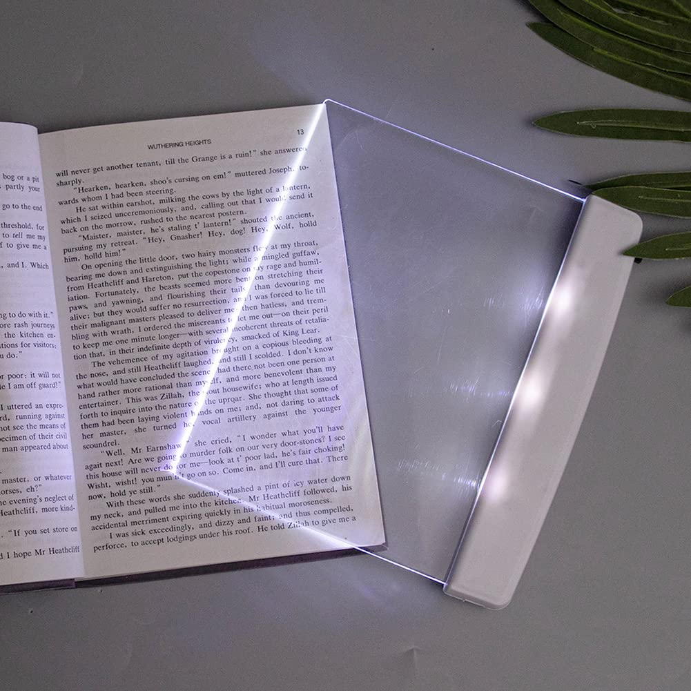 URMAGIC LED Book Light for Reading - Ultra-Thin Battery Powered Eye Protection Lightwedge Lamp - Portable Bookmark Light for Bed, Car, Travel - Perfect Gift for Book Lovers (White) - Ships from USA