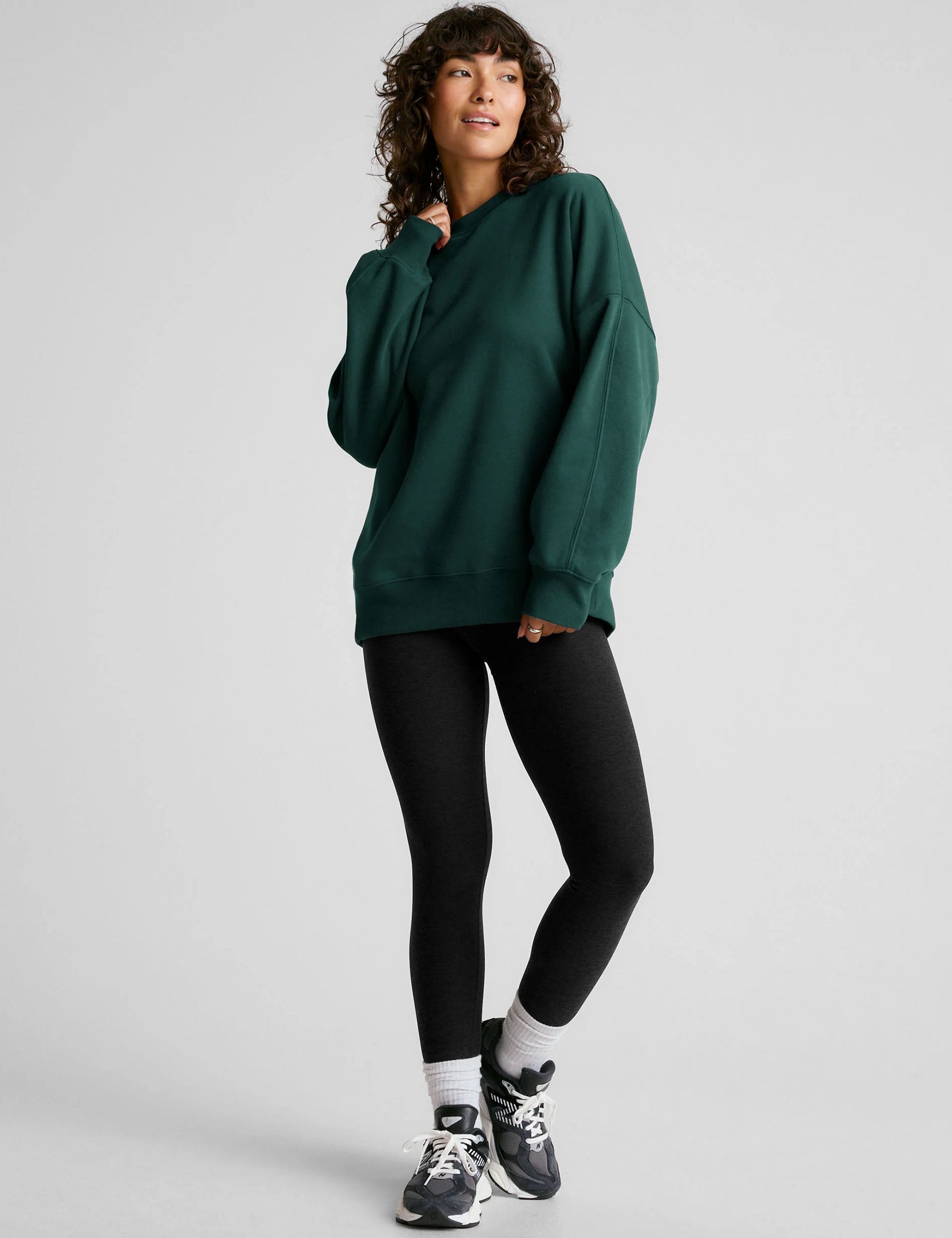 Solstice Fleece Oversized Sweatshirt - Dark Spruce Green | Cozy Oversized Pullover for Women | Perfect for Casual Wear, Lounge & Winter Outfits