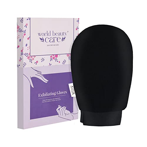 Authentic Moroccan Kessa Exfoliating Glove - Natural Hammam Bath Mitt for Deep Exfoliation & Tan Removal (Black) | Perfect for Spa, Body Scrub & Dead Skin Removal at Home