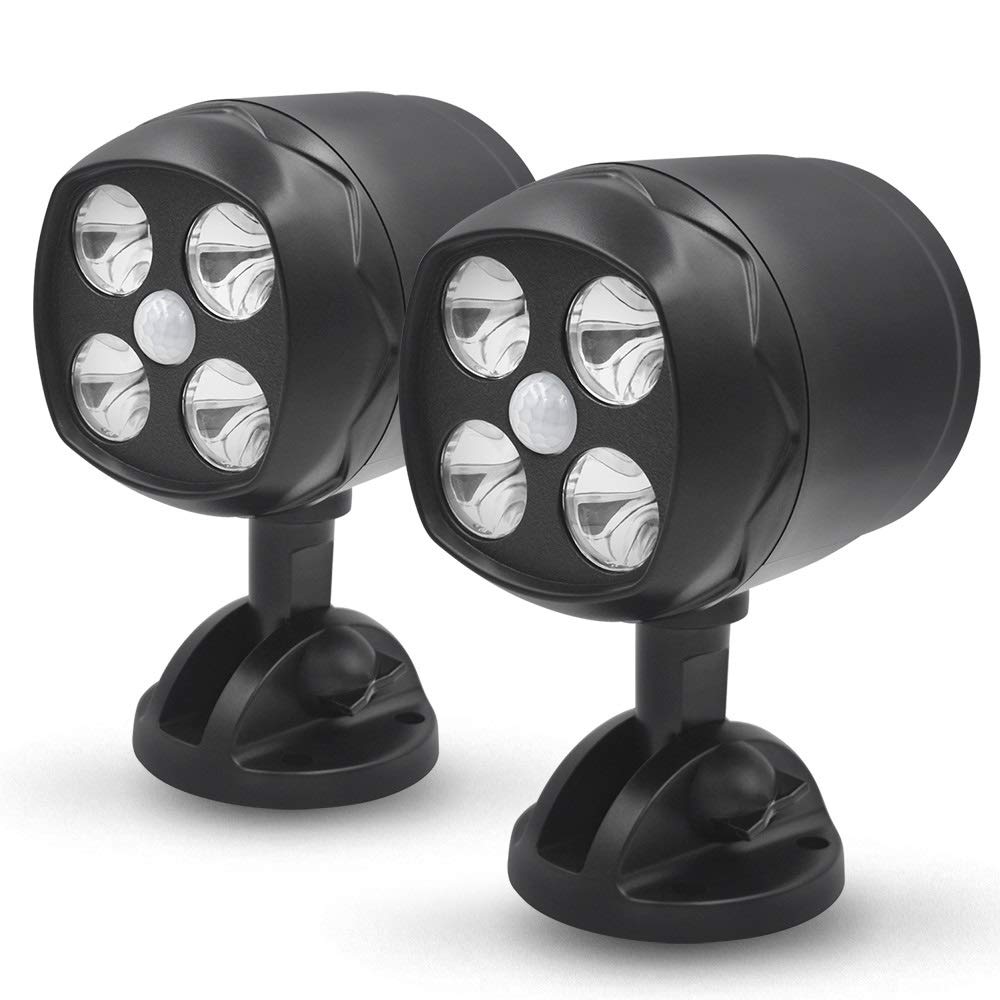 Ambaret LED Outdoor Wall Lights - 600 Lumen Wireless Battery-Operated Motion Sensor Spotlight - Waterproof Security Lighting for Garden, Garage, Pathway (2 Pack) - Perfect for Home Security & Landscape Illumination