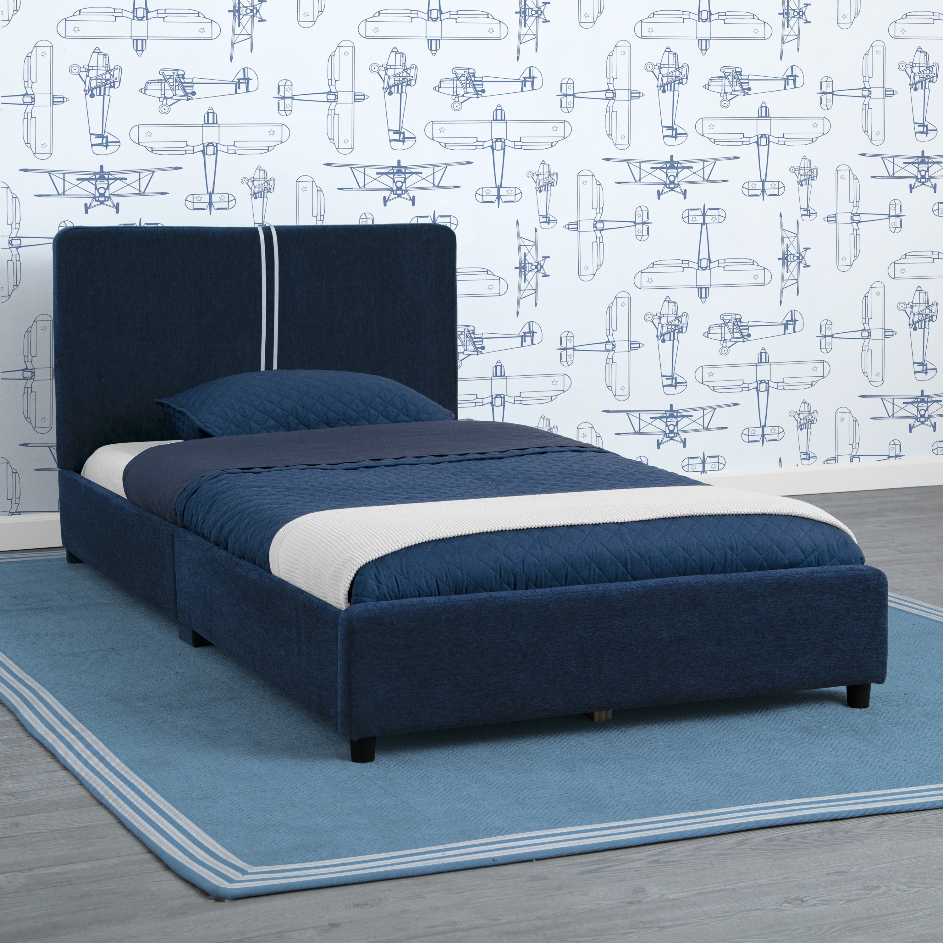 Upholstered Twin Bed with Headboard - Soft Fabric Bed Frame for Kids & Teens - Perfect for Bedrooms, Dorms & Guest Rooms