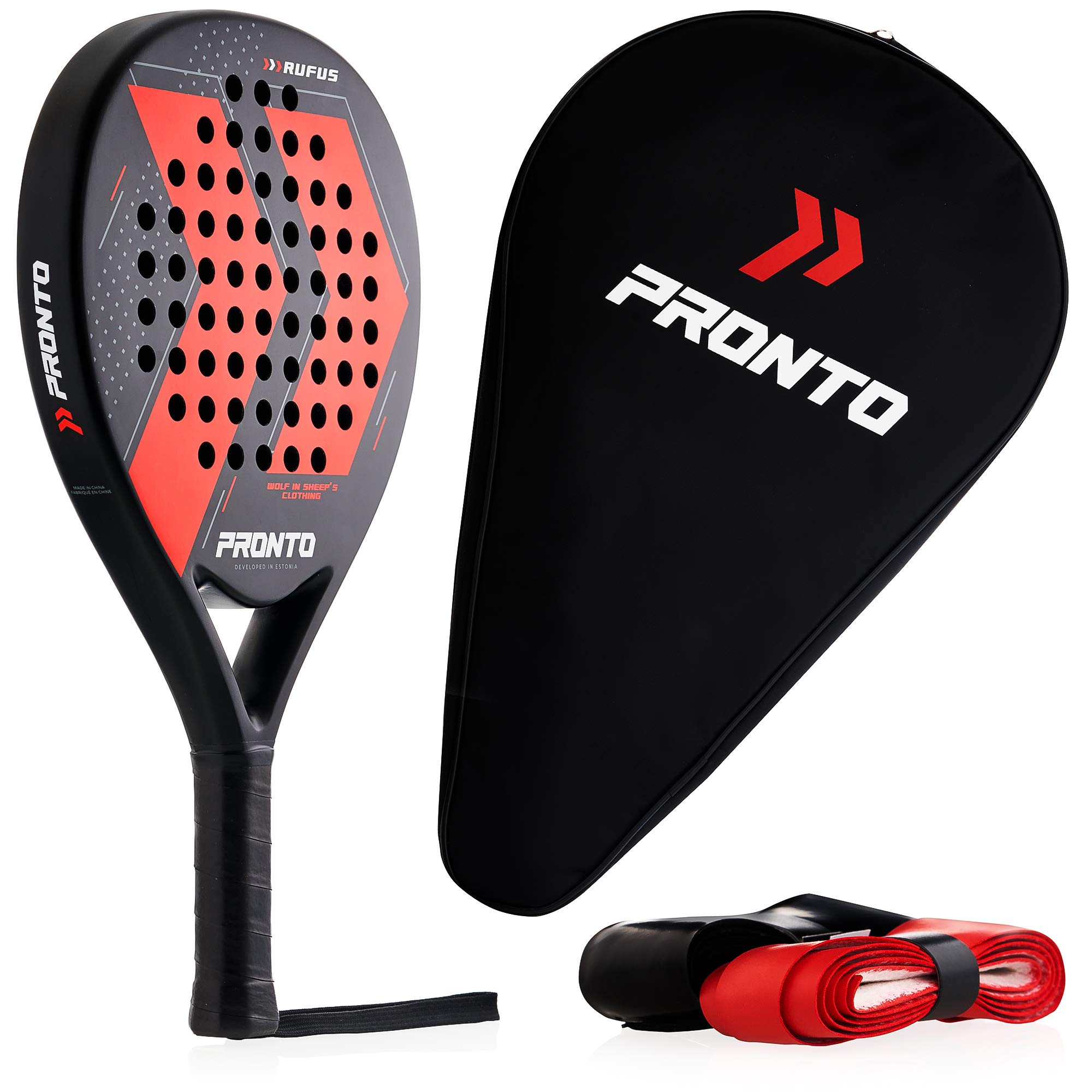 PRONTO Padel Racket with Carry Bag - 3K Carbon Fiber Faces & Frame, Soft EVA Core for Precision, Control & Power - Perfect for Beginner & Intermediate Players - Ideal for Club Matches, Training Sessions & Recreational Play