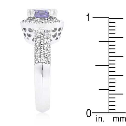 Lavender Halo Engagement Ring - 14K White Gold Diamond Wedding Ring for Women | Perfect for Proposals, Anniversaries & Romantic Occasions