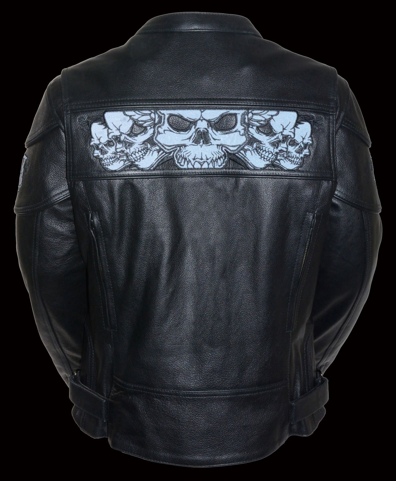 Milwaukee Leather Women's Crossover Leather Scooter Jacket with Reflective Skulls - Black, Size 2X - Perfect for Motorcycle Riding, Urban Fashion & Nighttime Safety