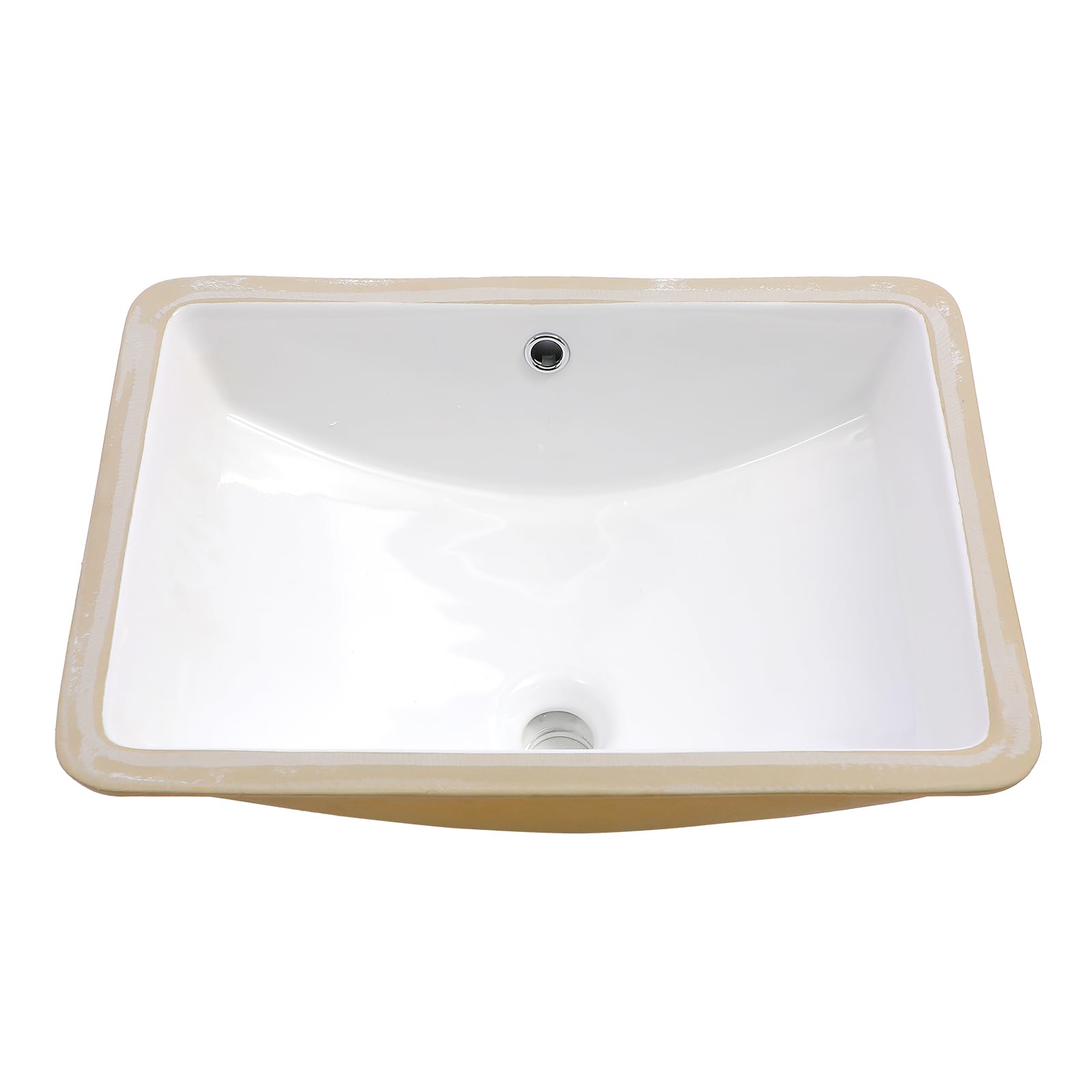 Mocoloo 21x14 Inch White Ceramic Undermount Bathroom Sink - Rectangular Vanity Sink with Overflow Drain, White Porcelain Lavatory Basin for Modern Bathroom & Powder Room Countertops