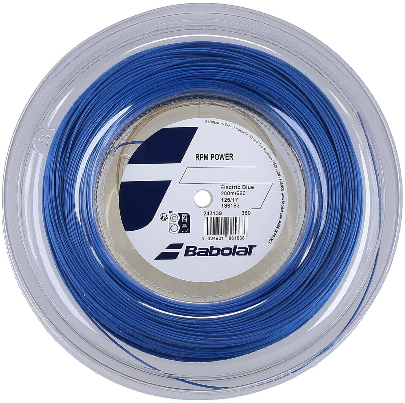 Babolat RPM Power 17/1.25 Tennis String Reel (Blue) | High-Performance Polyester String for Spin & Control | Perfect for Competitive Players & Stringing Professionals