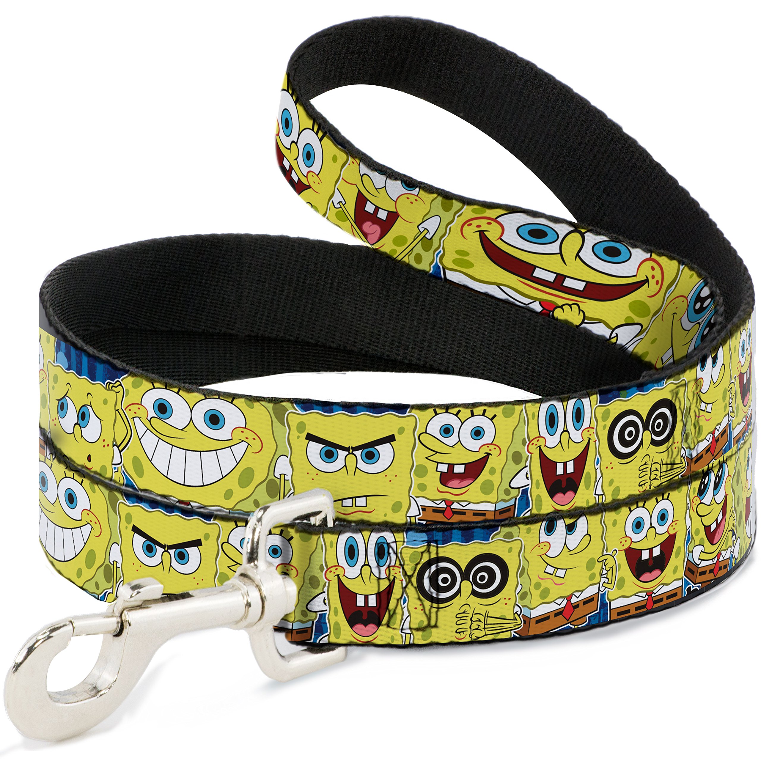 Spongebob Expressions Stripe Blue Dog Leash - 6 Feet Long, 1 Inch Wide for Medium to Large Dogs - Perfect for Walking, Training & Outdoor Adventures