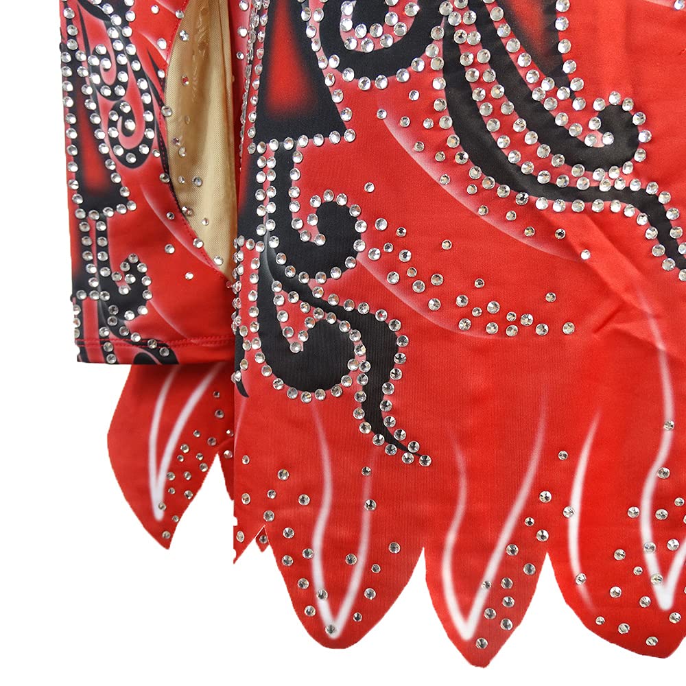 Red Rhythmic Gymnastics Leotard for Girls & Women - Competition Dance Dress for Ballet, Gymnastics & Performances
