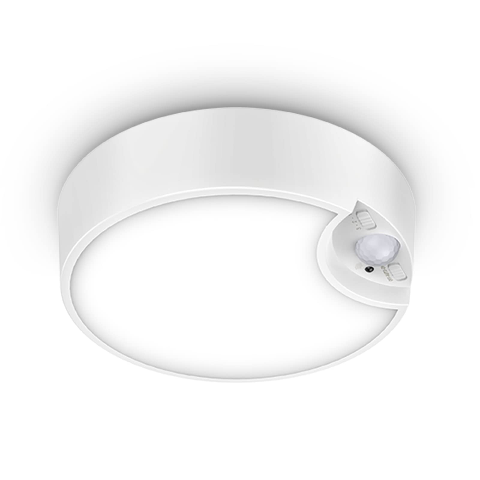 AMIR 7.48 Inch Motion Sensor Ceiling Light - Battery Operated LED Light (300LM) for Bedroom, Bathroom, Stairs, Hallway, Basement, Garage, Closet & Pantry - Energy Saving Automatic Light for Home & Storage Rooms