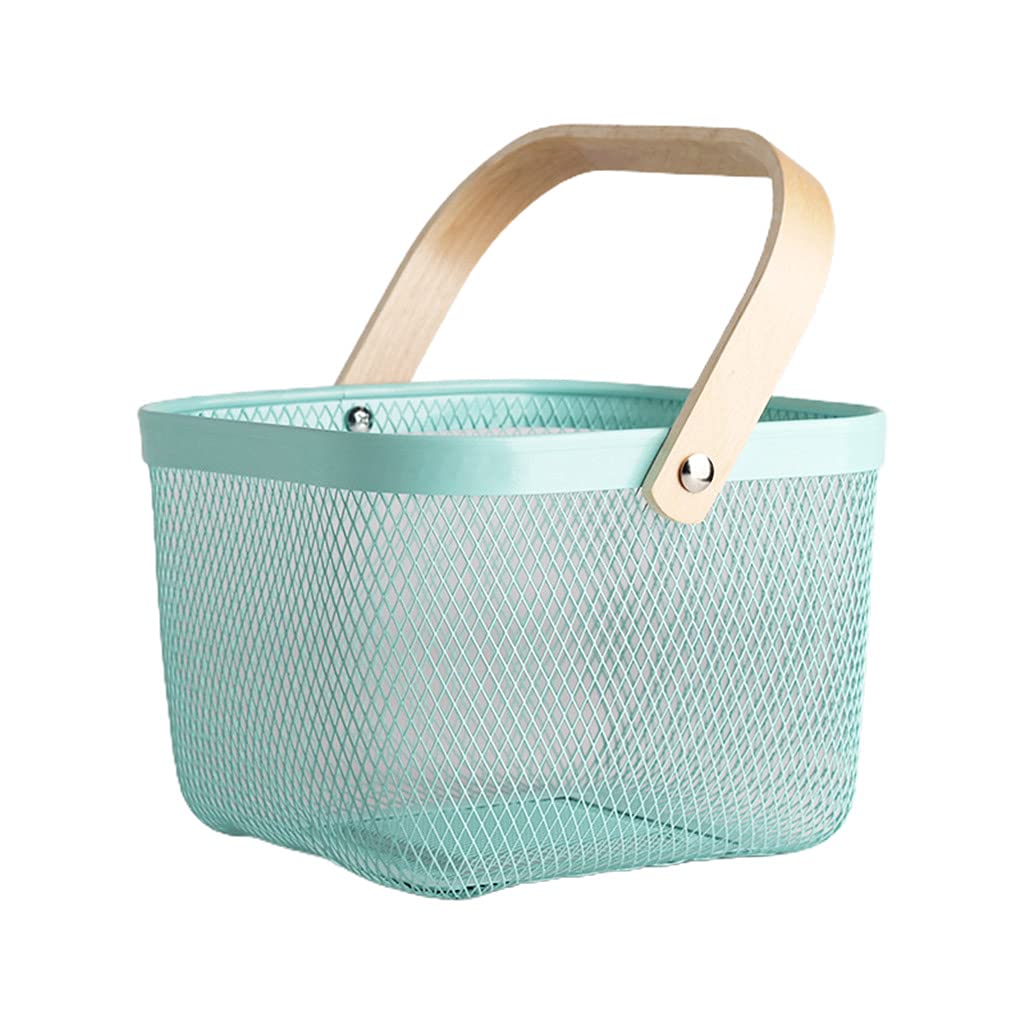 Portable Iron Wire Picnic Basket - Foldable Grocery Storage Organizer for Fruits, Vegetables & Snacks | Perfect for Outdoor Picnics, Camping & Farmers Market Shopping
