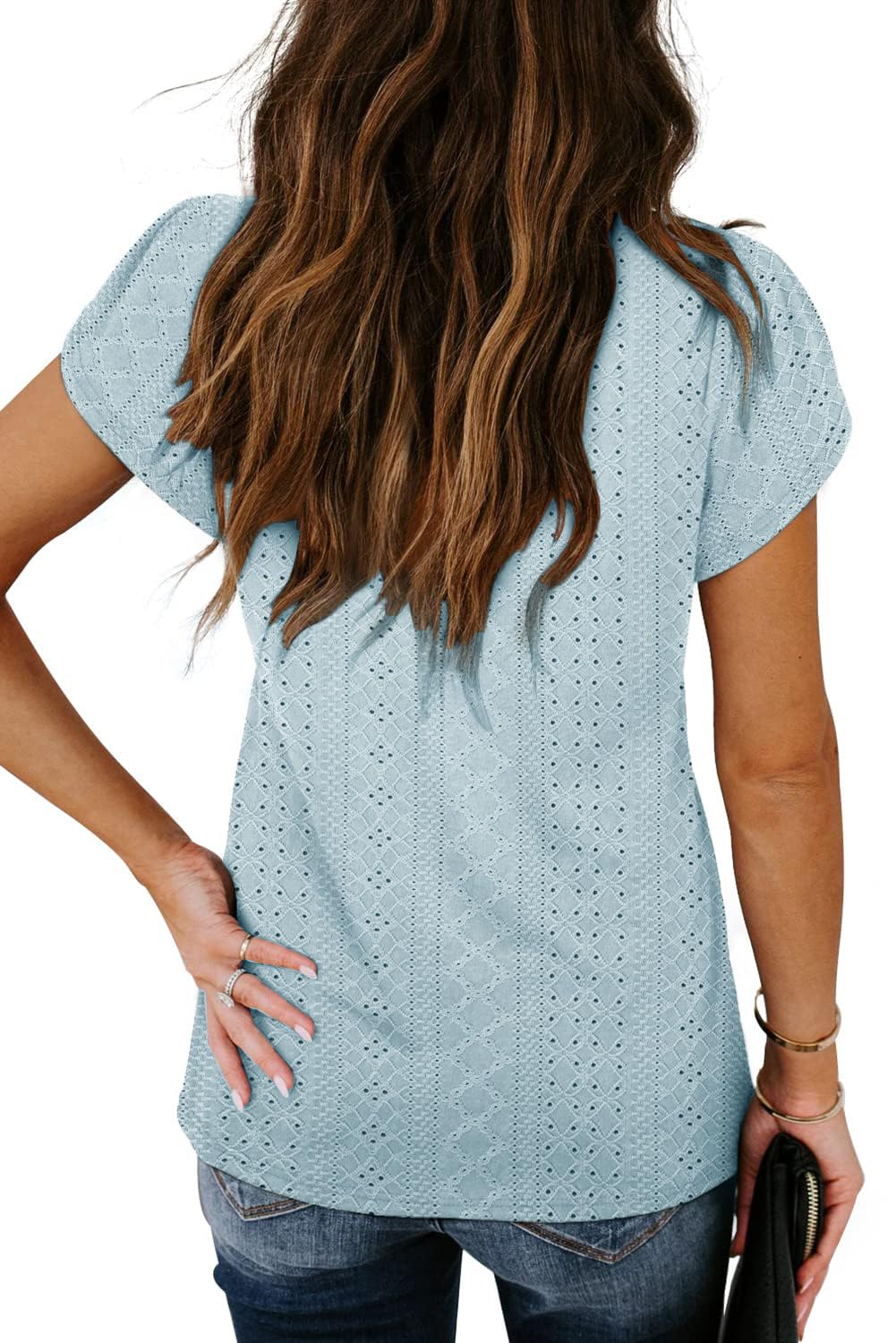 Women's V-Neck Knitted Nursing T-Shirt with Petal Sleeves - Comfortable Breastfeeding Top for Moms - Perfect for Nursing, Lounging & Everyday Wear