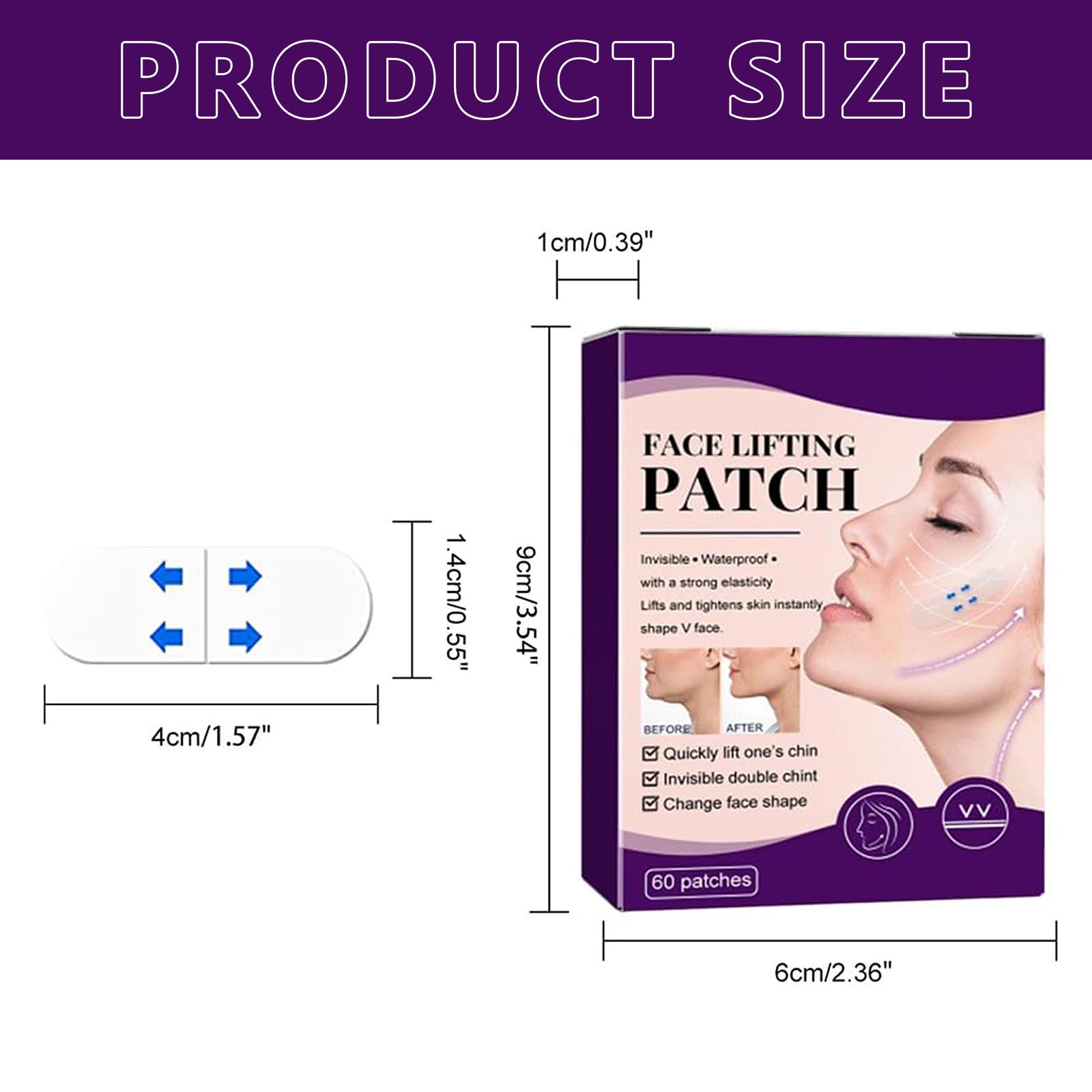 **Invisible Face Lift Tape - Instant Skin Tightening & Double Chin Reduction (60 Pcs) | Reusable Facial Lifting Stickers for Sagging Skin & Neck Firming | Perfect for Makeup, Events & Everyday Use**
