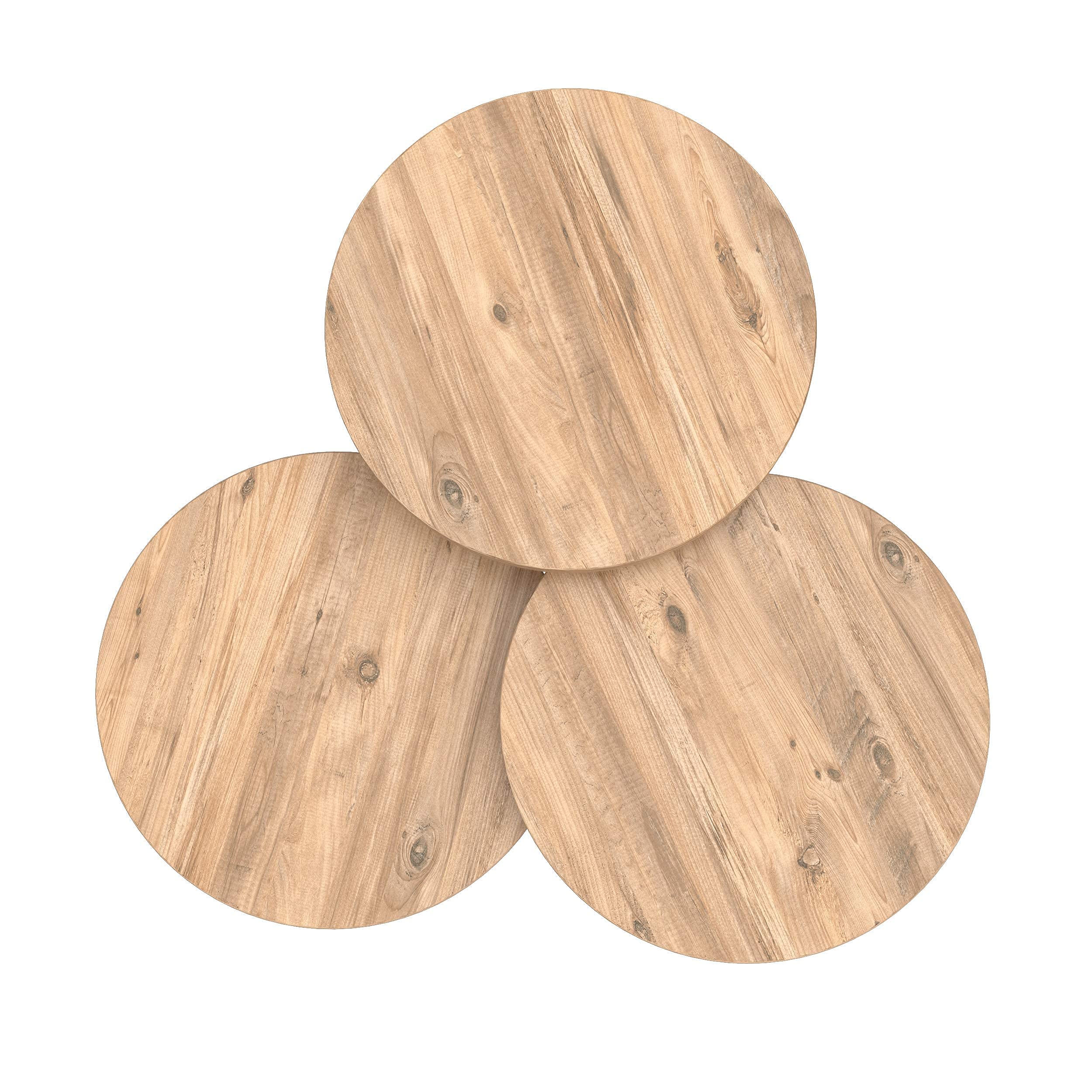 PAK HOME Set of 3 Round Pine Wood Nesting End Tables with Metal Legs - Stackable Coffee Side Accent Tables for Living Room, Bedroom Nightstand, Home Office - Perfect for Small Spaces, Apartment Decor & Modern Furniture Arrangement