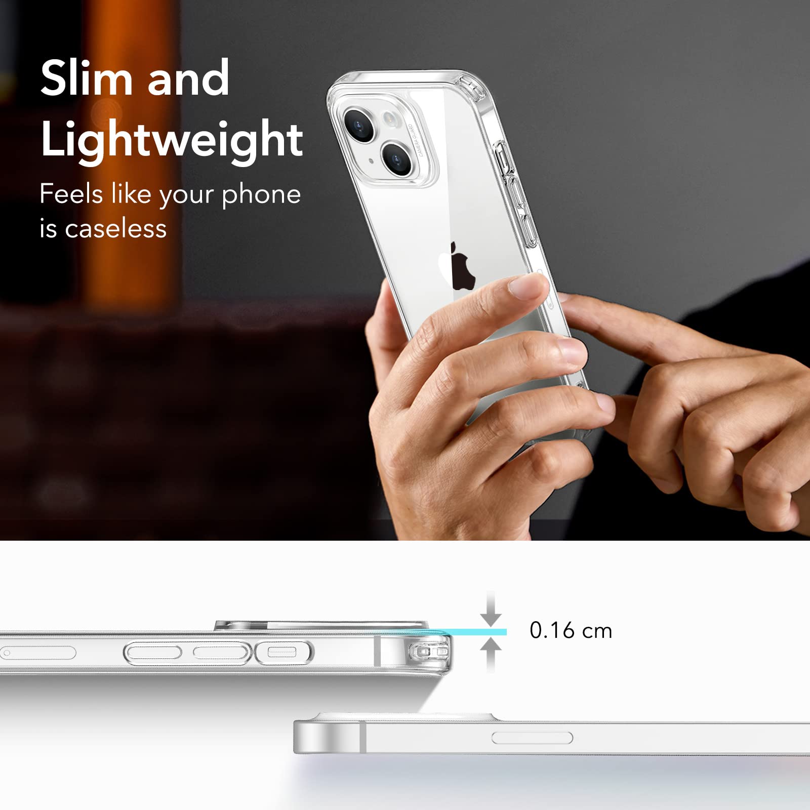 ESR Clear Case for iPhone 14 & iPhone 13 - Shockproof Thin Silicone Cover, Anti-Yellowing Slim Transparent TPU Phone Case (Project Zero Series) - Perfect for Everyday Protection & Showcasing Your Phone Design