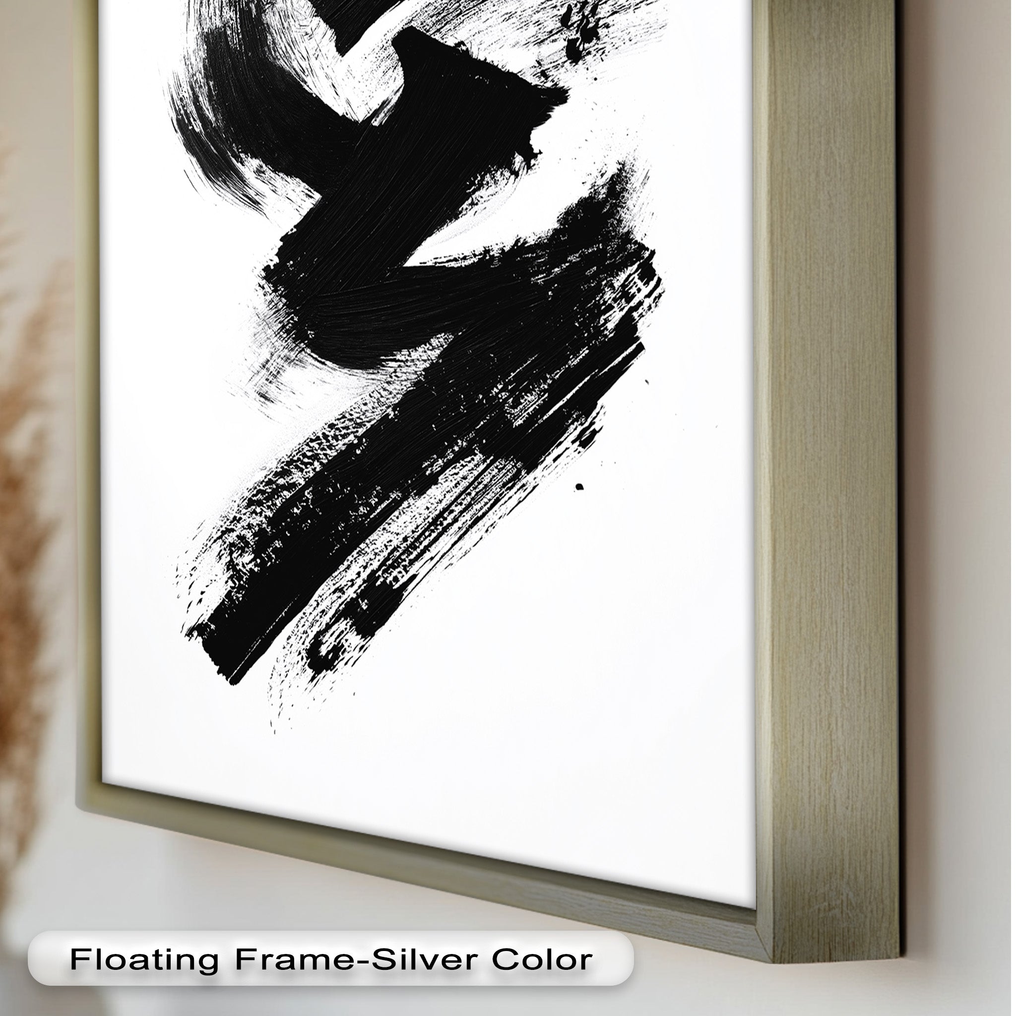 Black Brushstroke Abstract Oil Painting - Modern Wall Art for Living Room, Bedroom & Office Decor