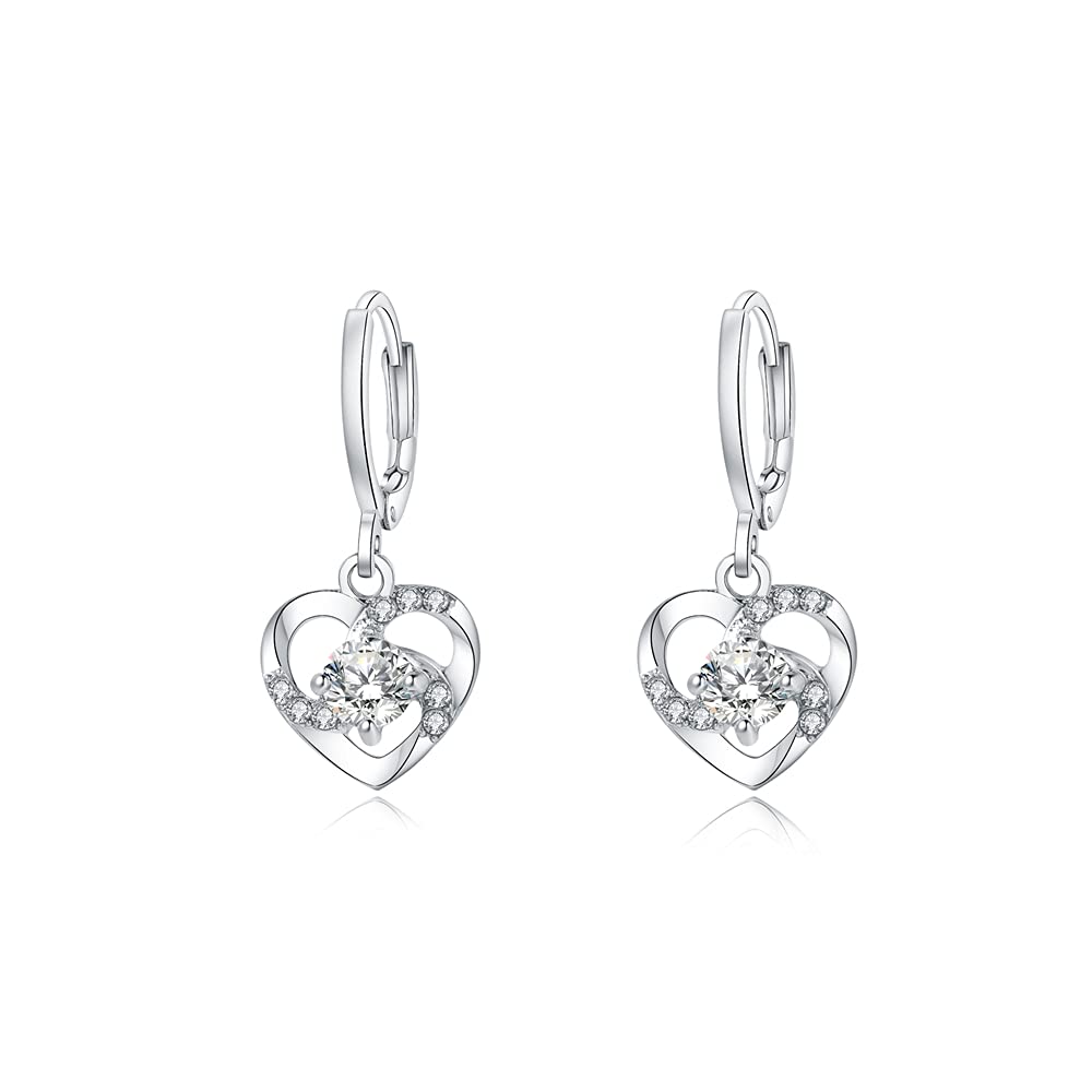Classic Stainless Steel Dangle Earrings for Women - Shiny Minimalist Drop Earrings with 925 Sterling Silver Post | Trendy Cubic Zirconia Jewelry | Lightweight Fashion Earrings for Girls & Ladies | Perfect Gift for Birthday, Anniversary & Daily Wear