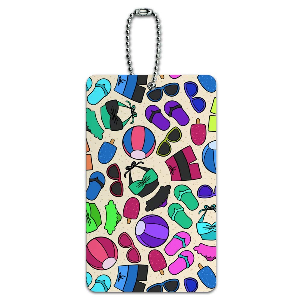 Colorful Summer Beach Pattern Luggage Tag - Waterproof Suitcase ID Card Holder for Travel, Carry-On Bags & Backpacks - Perfect for Vacation, Cruise & Airports